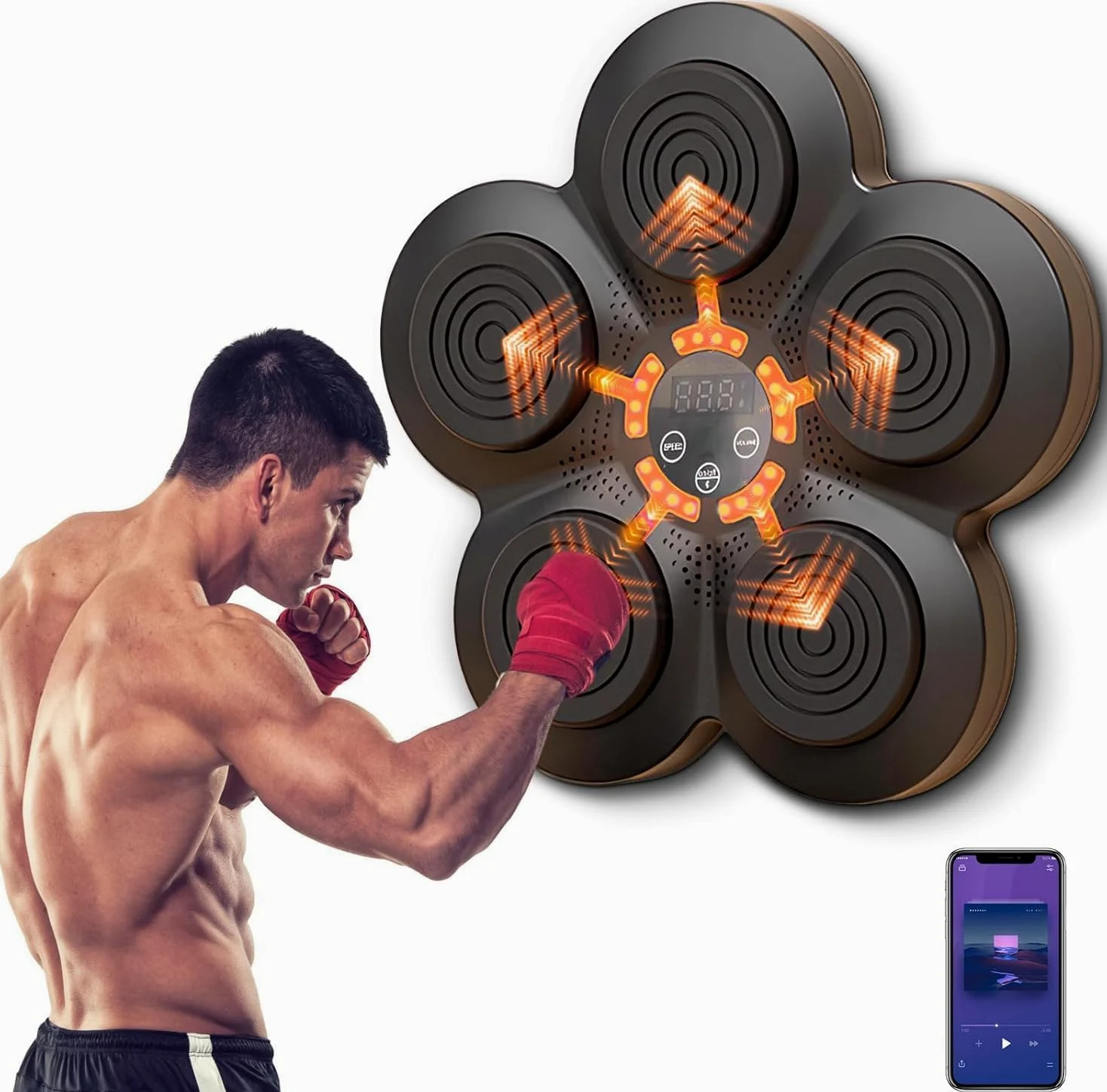 Máquina de boxeo musical para el hogar, dispositivo portátil de pared con sensor Bluetooth