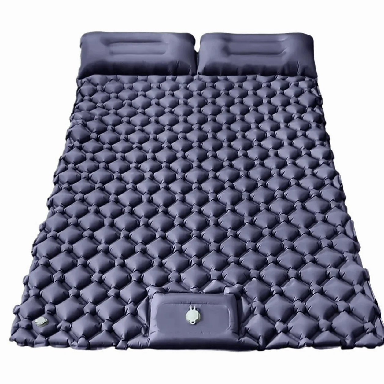 Almohadilla de Camping autoinflable for 2 Personas | Colchoneta doble ultraligera con bomba de pie tipo almohada for acampar al aire libre(Double-NavyBlue)