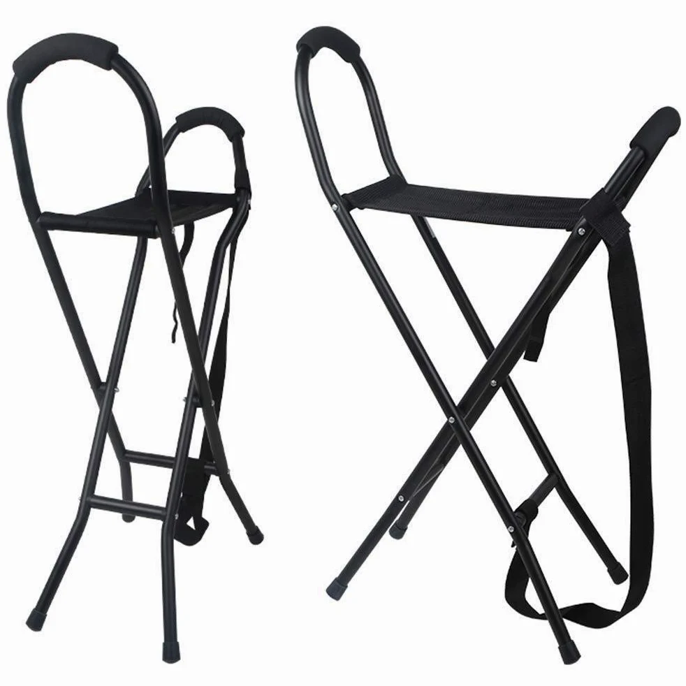 Silla plegable para ancianos, marco de aluminio antideslizante, ultraligera, portátil, taburete de descanso para uso en exteriores