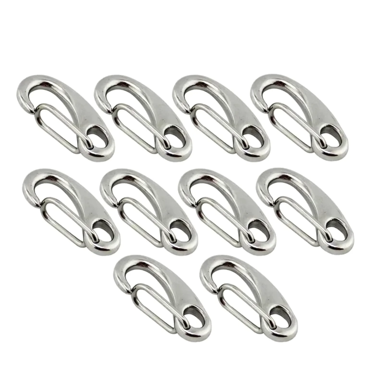 Clip Mosquetón con Forma Huevo 10 ganchos a presión con forma de huevo de acero inoxidable 316, multifuncionales, for senderismo, acampada, cinturón, mosquetón, gancho de liberación rápida(100mm(10pcs