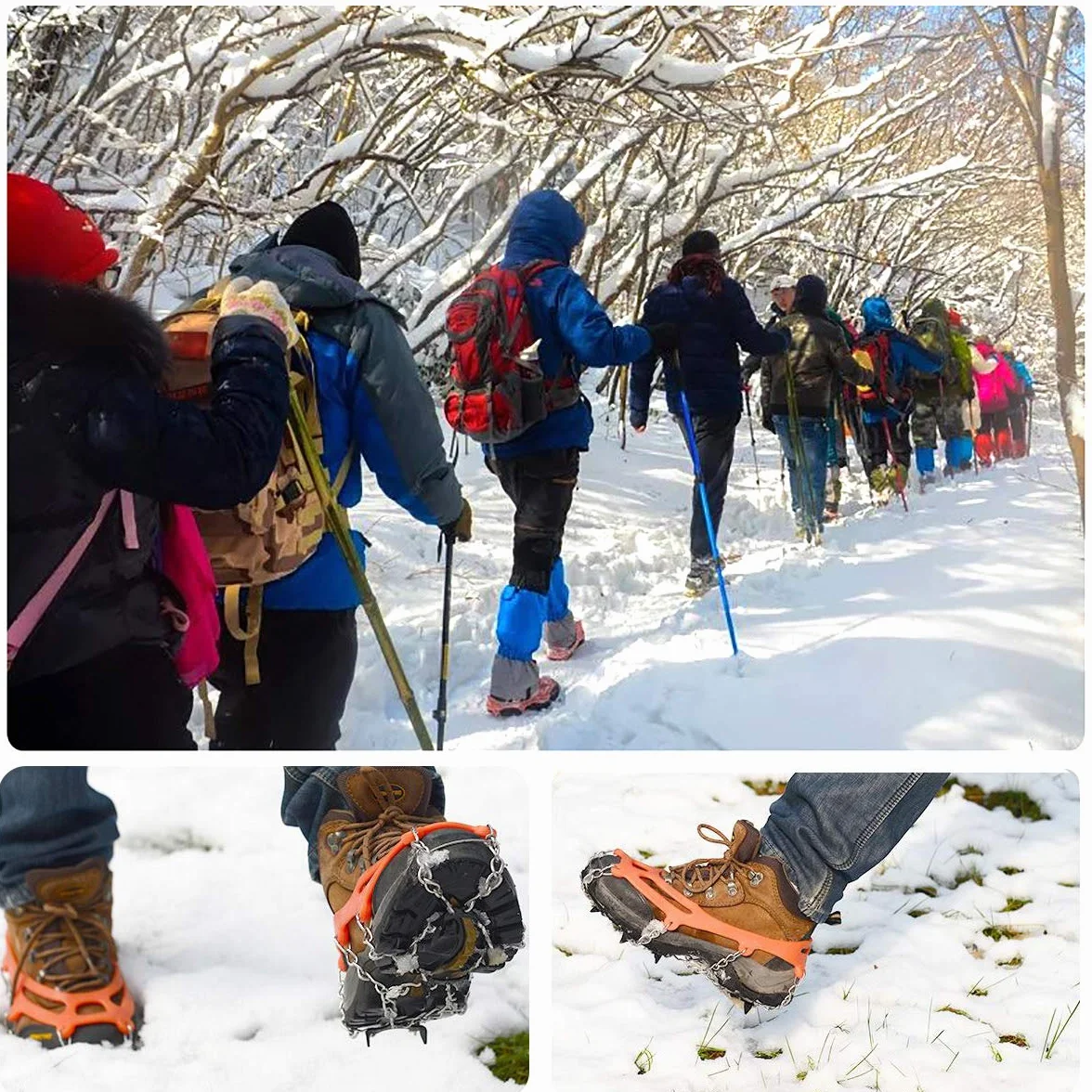 Crampones auténticos Puntas de Acero Inoxidable y Silicona Duradera, antideslizamiento, crampones de Hielo, crampones de Nieve para Caminar, Senderismo, Alpinismo en Invierno