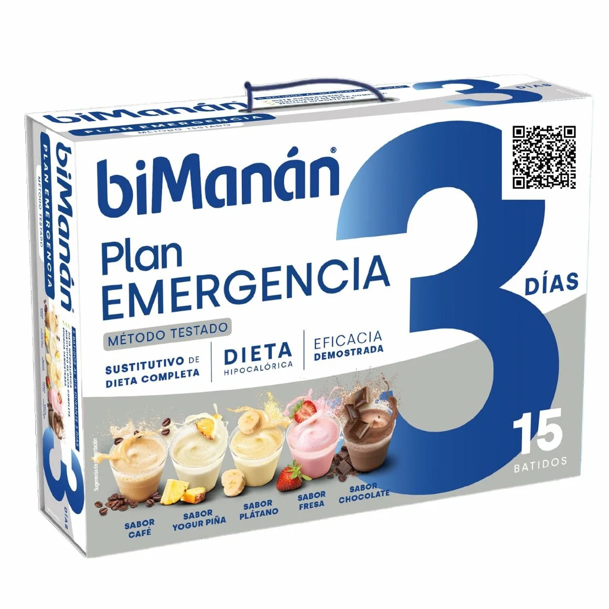 BiManán Plan de Emergencia 3 Días, Sustitutivos para Control de Peso, 15 Batidos con Vitaminas y Minerales