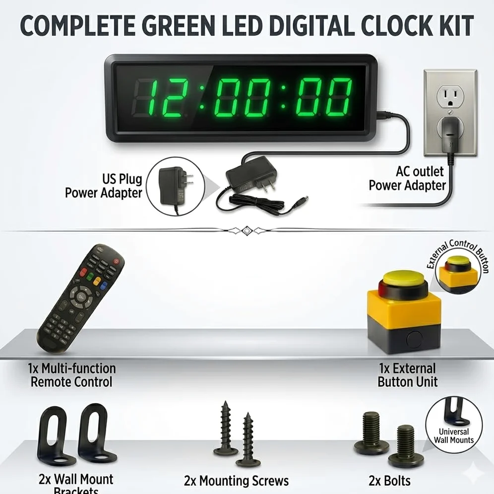 Reloj temporizador de cuenta regresiva, cronómetro grande con botón de toque, compatible con función de cuenta atrás y tiempo real, ideal para juegos y deportes de interior, montaje en