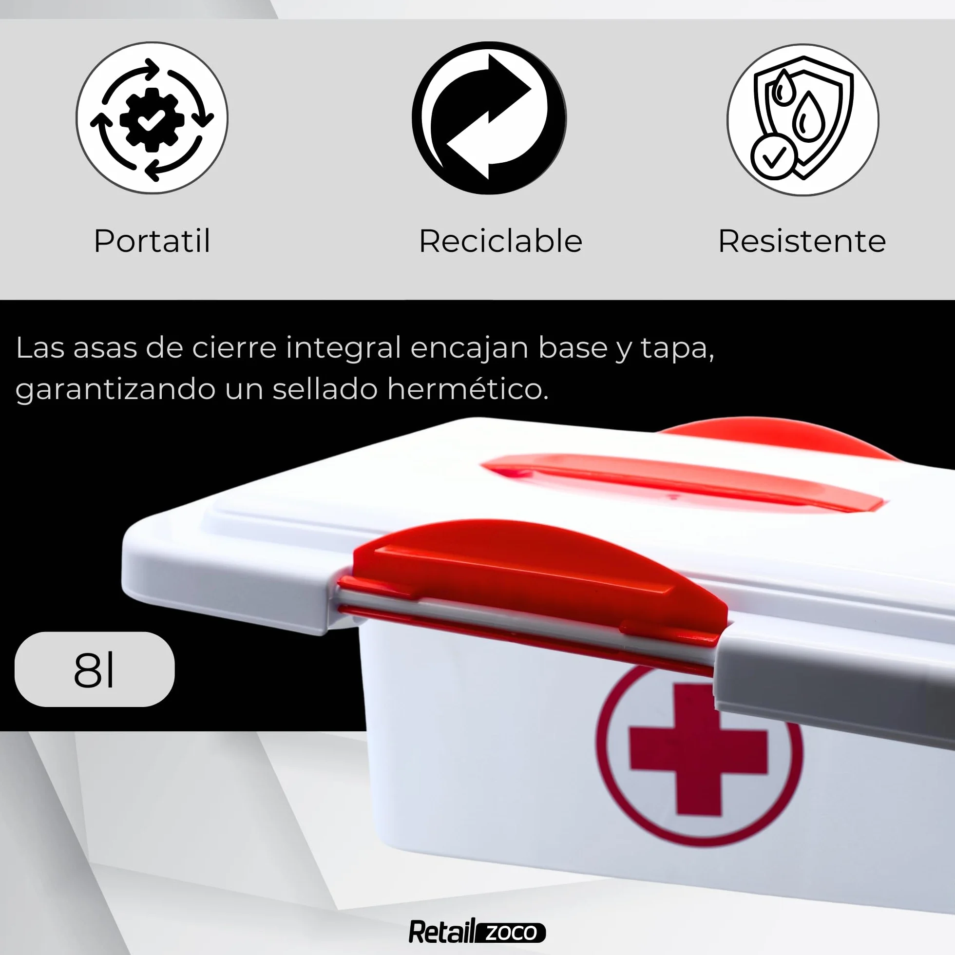 TECHZOCO Caja Medicamentos Botiquín Primeros Auxilios 8 Litros 35.5 cm