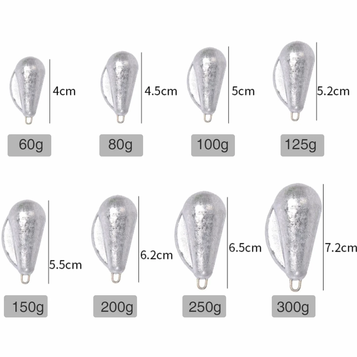 5 Piezas Plomos de Pesca con Aleta Pesas de Pesca en el mar con báscula Plomos de Pesca Aparejos de Pesca de Carpa Herramienta de fundición de Pescado 60g 80g 100g 120g 150g 200g 250g 300g