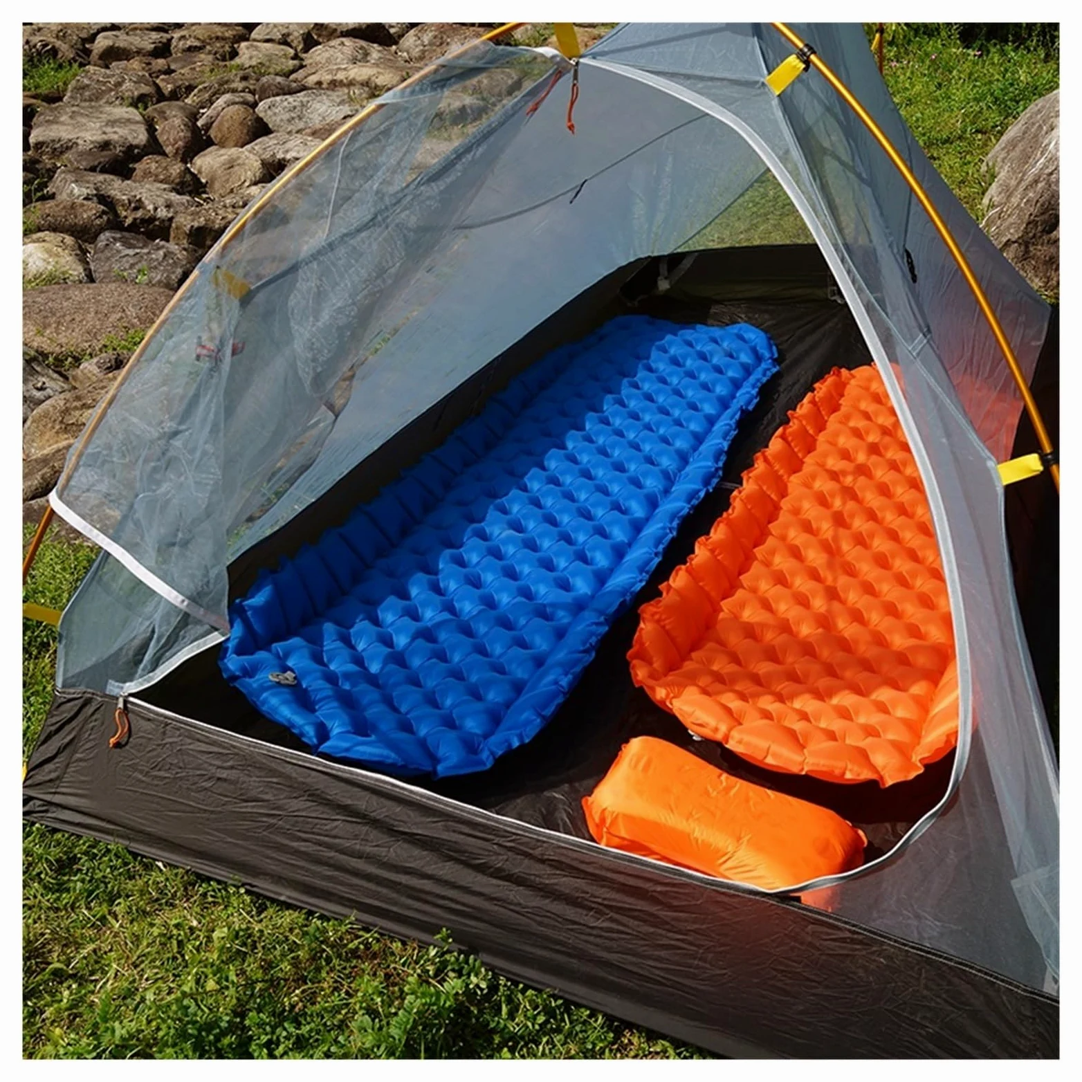 Colchoneta para Acampar Colchón Inflable Colchón de Aire Plegable para Acampar Colchoneta Inflable Ultraligera para Acampar Colchoneta para Dormir Viajes Senderismo Tienda de campaña Esteras