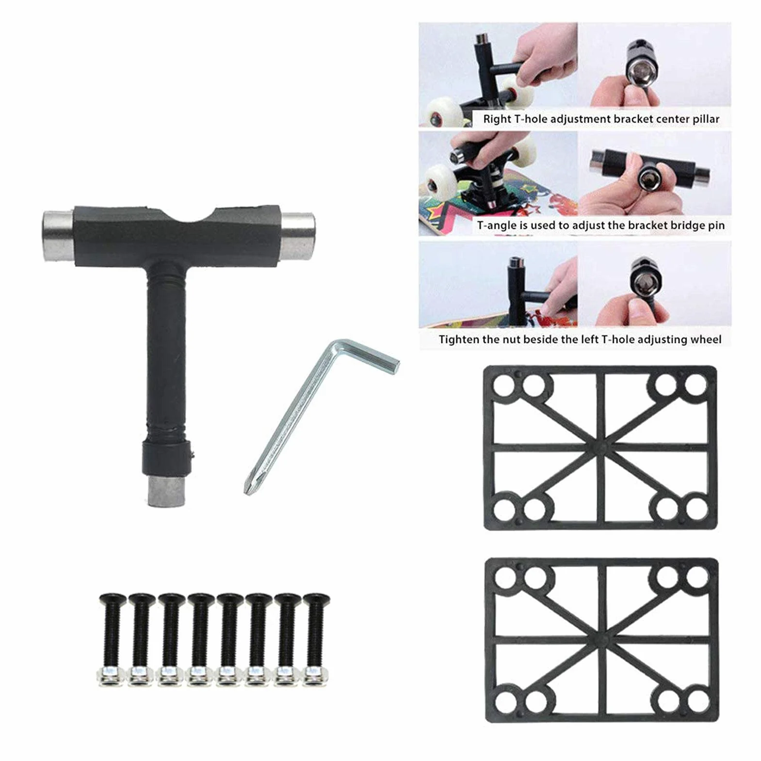 Juego de ruedas para monopatín, ejes de monopatín, hardware, ejes de monopatín, ejes de longboard, soporte de monopatín genérico, amortiguador de poliuretano para adultos, niños, niñas y niños