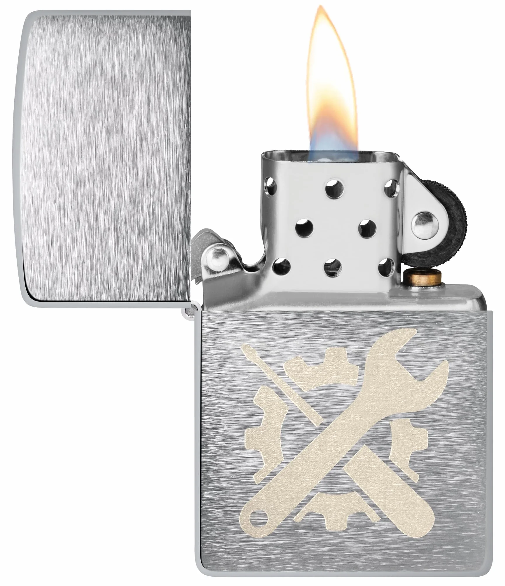 Zippo Encendedor a prueba de viento Brushed Chrome Laser Engrave Recargable Caja regalo