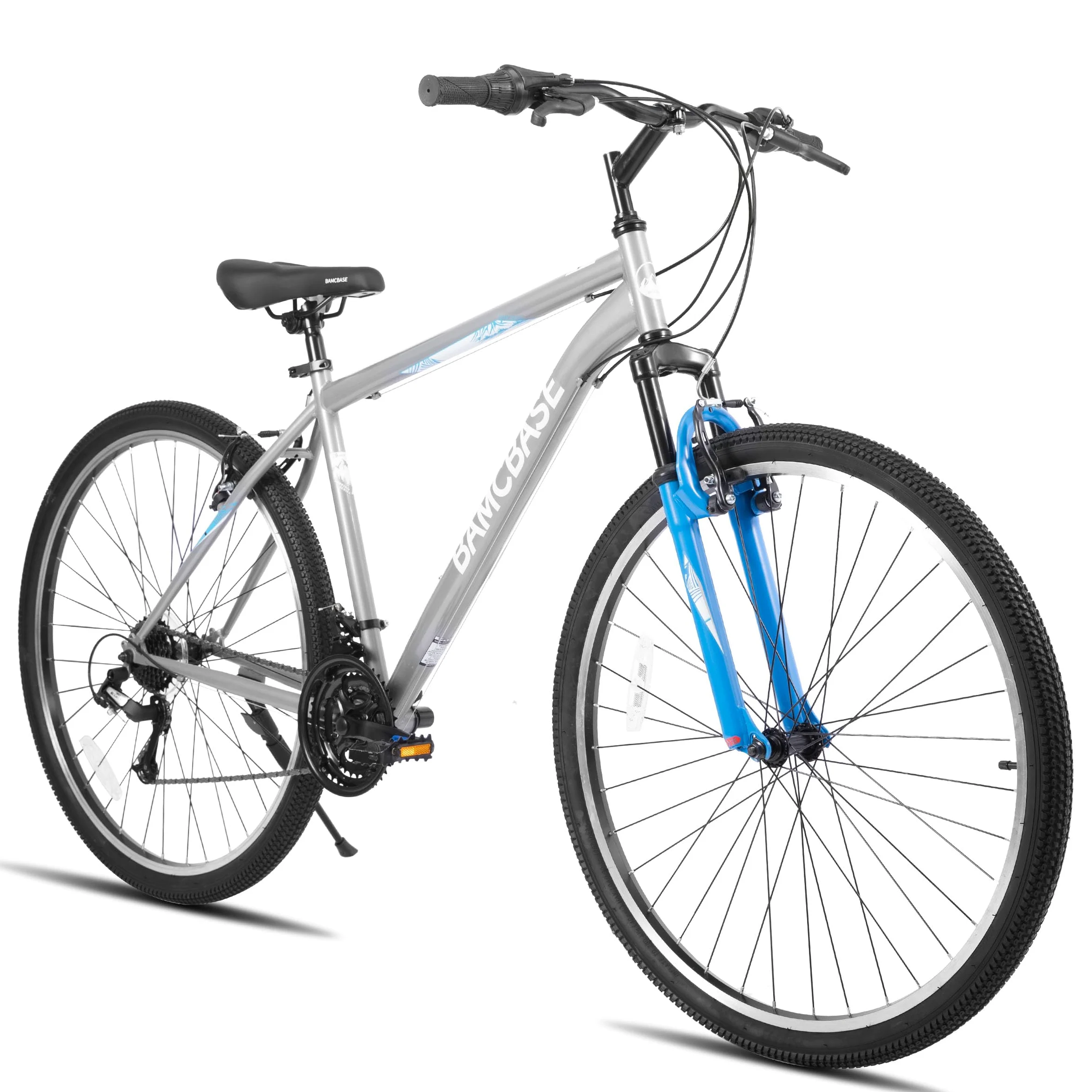 HILAND BAMCBASE Bicicleta de montaña de 26/27,5/29 Pulgadas, Cuadro de Acero de Alta Resistencia, 18/21 Velocidades, Frenos V-Brake, MTB Bicicleta para Hombres y Mujeres