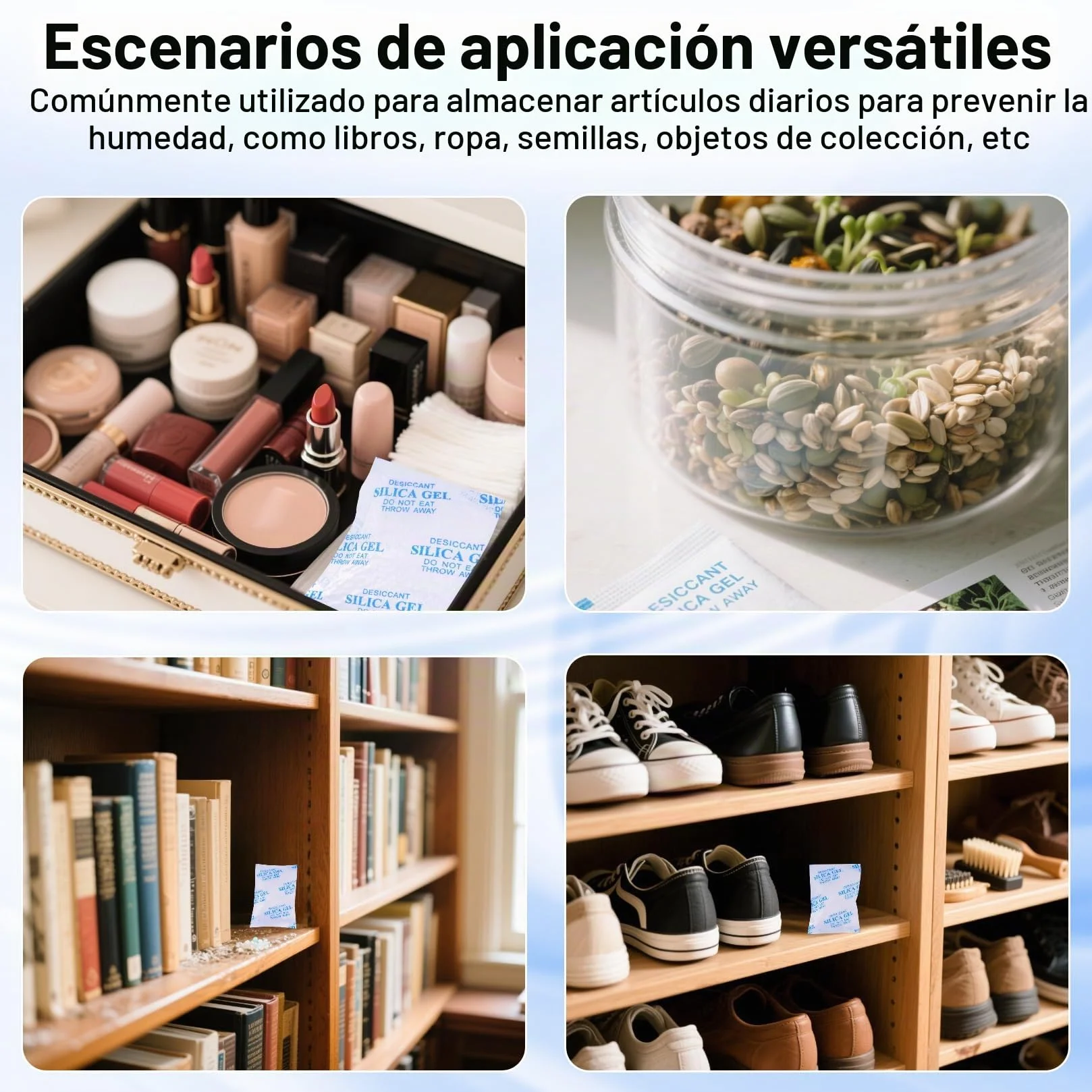 Bolsas de Gel de Sílice 25g, 18 Piezas, Desecantes Absorbentes de Humedad para Ropa Cajones Armarios