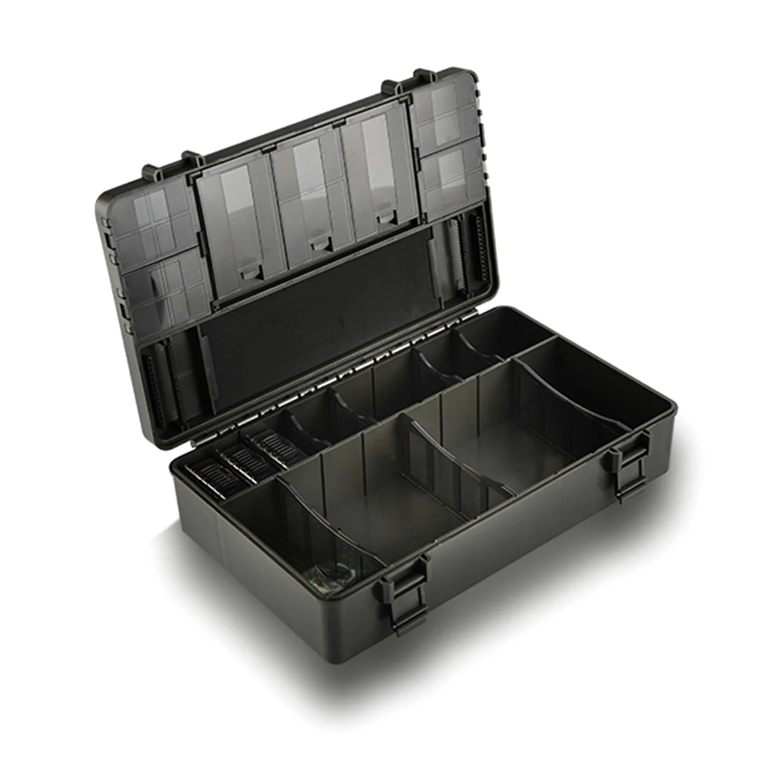 Organizador de Caja de Aparejos de Pesca Material de PC ABS de Primera Calidad Diseño de Rejilla Transparente Compartimentos extraíbles Regla de medición incorporada para