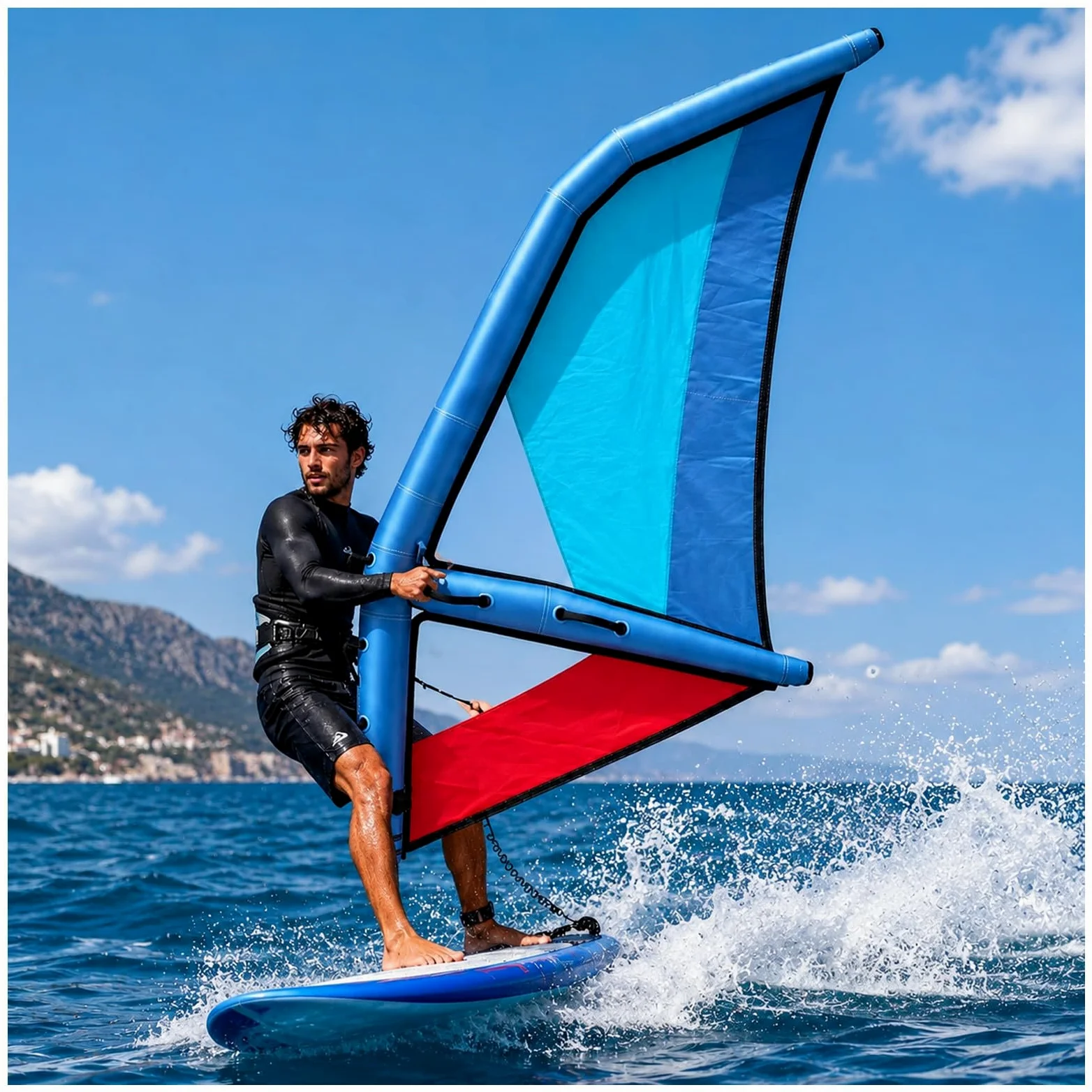 MIAOXIAOLONG Vela De Kitesurf Inflable, Actividades con ala Foil De Kitesurf, Bomba Incluida, Tabla con Forma De ala De PVC, para Surf Y Agua 3.2㎡(34.44ft²)