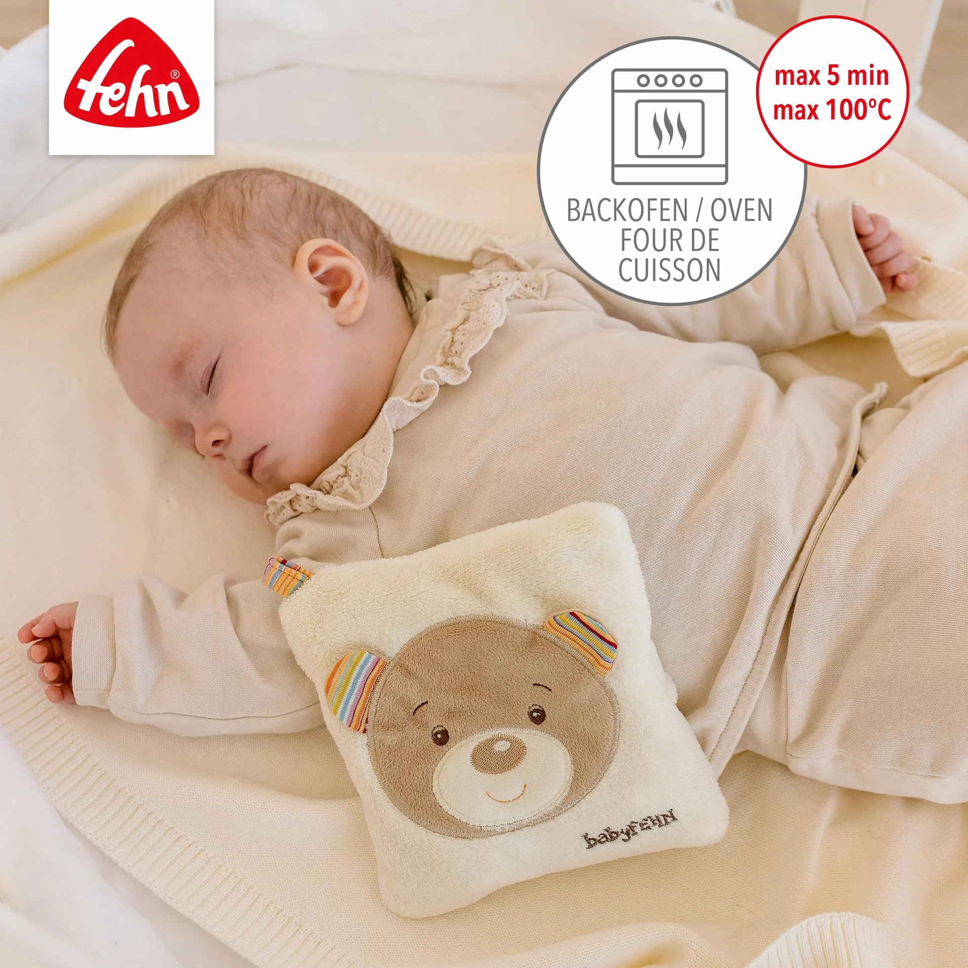 Fehn Cojín de Huesos de Cereza Oso - Cojín Térmico y Refrigerante para Bebés y Niños