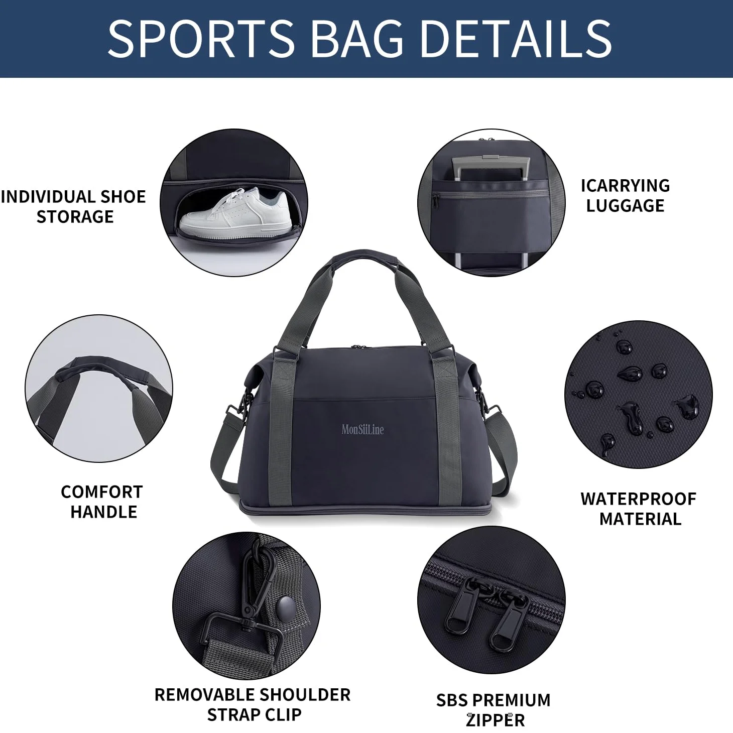 Foldie - Bolsa de viaje expandible, bolsa de gimnasio con compartimento para zapatos, bolsas de entrenamiento para gimnasio con correas, bolsa de viaje para fin de semana durante la noche