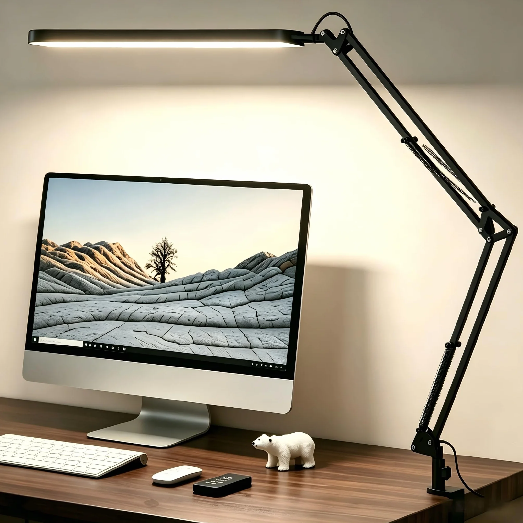 SKYLEO Lámpara Escritorio LED 1300LM 12W Brazo Oscilante Ajustable Negro