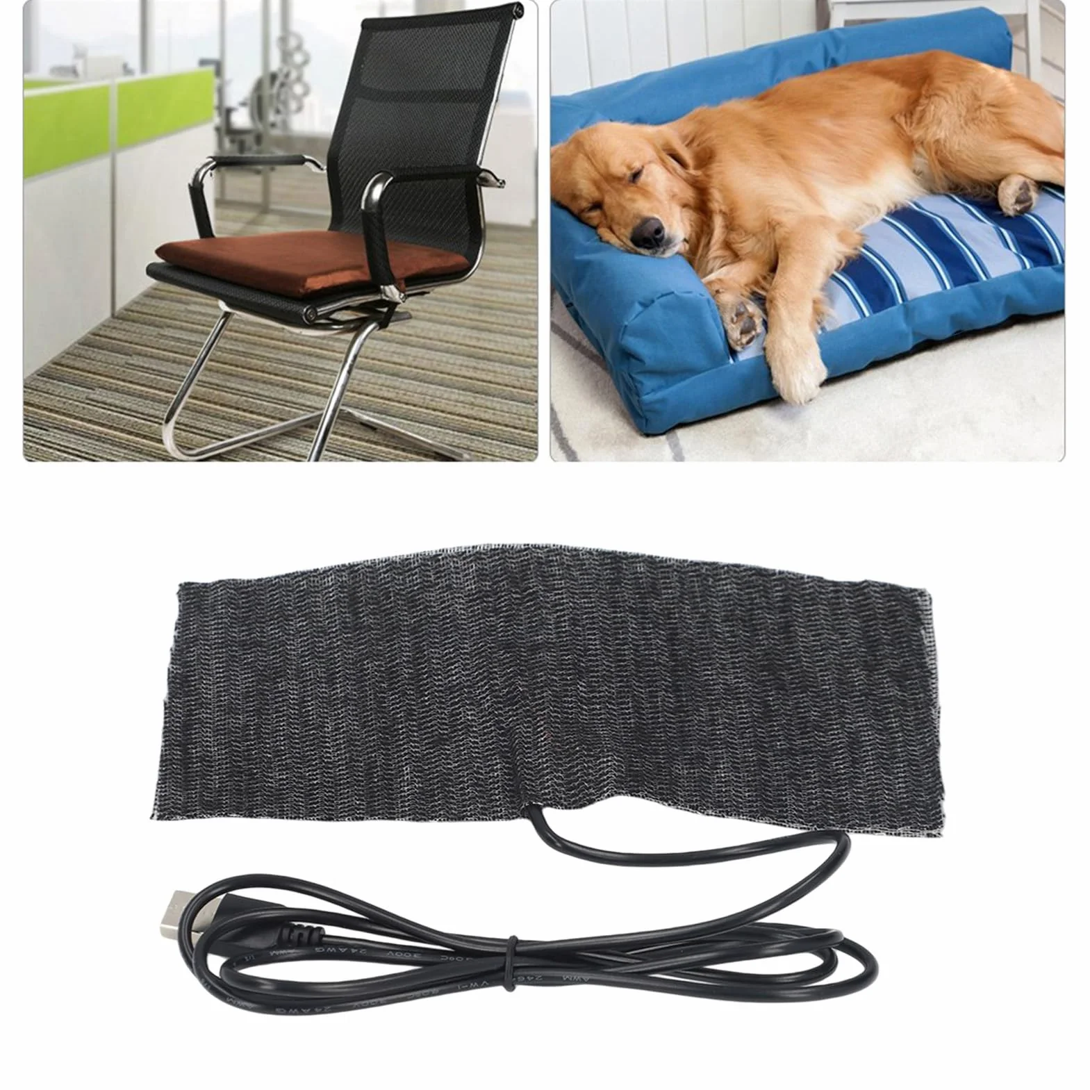 Hilitand Almohadilla eléctrica 5V USB Calentador para Mascotas 35-45°C 7.87x3.94 Pulgadas Negro