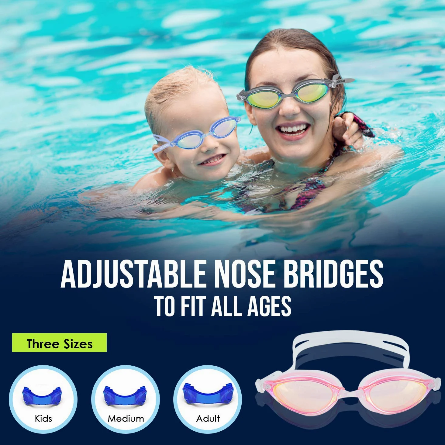 Gafas de natación Anti fugas), lentes de espejo con protección UV – Tapones para los oídos & incluye funda – Talla única – por splaqua