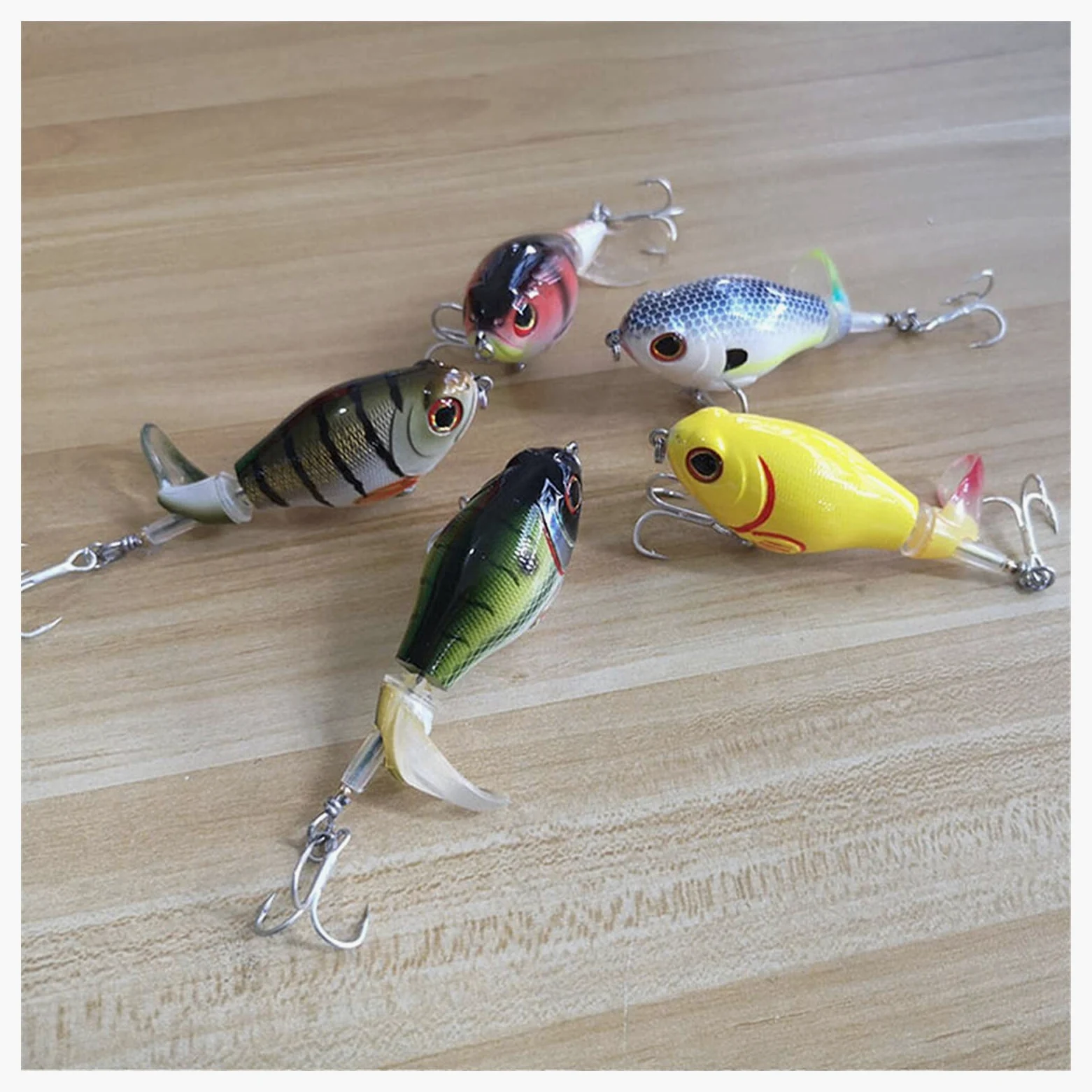 caihuashopping Señuelos de Pesca Señuelos de Pesca 7, 5 cm Crankbaits Fuertes de Pesca para Pesca Wobblers Floating Pike Baits Shads Tackle Soft Rotating Tail 5PCS Cebos Artificiales