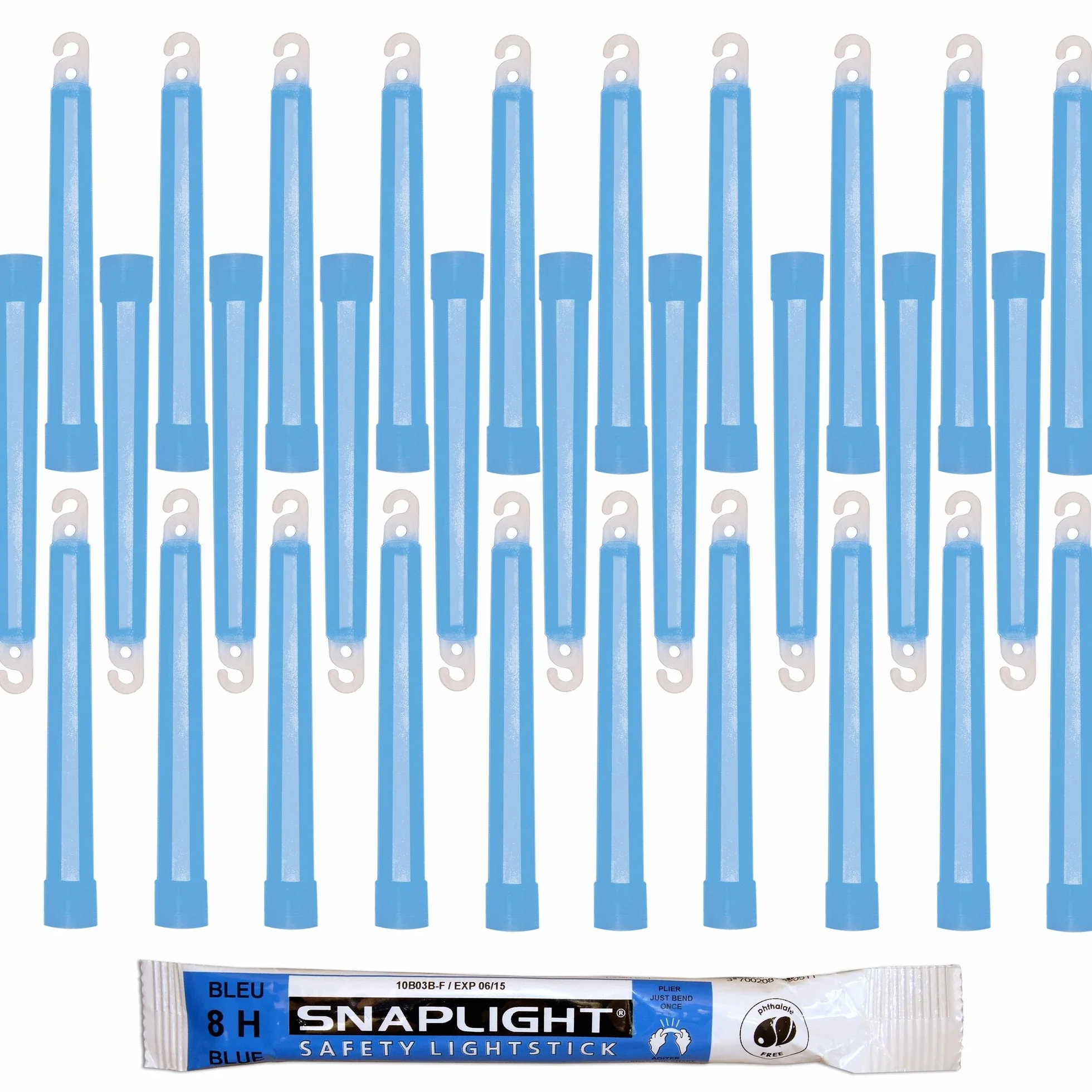 Cyalume Barras de luz azul SnapLight Glow Sticks 15cm, 6 inch Lightstick super brillante con duración de 8 horas (Caja de 30)