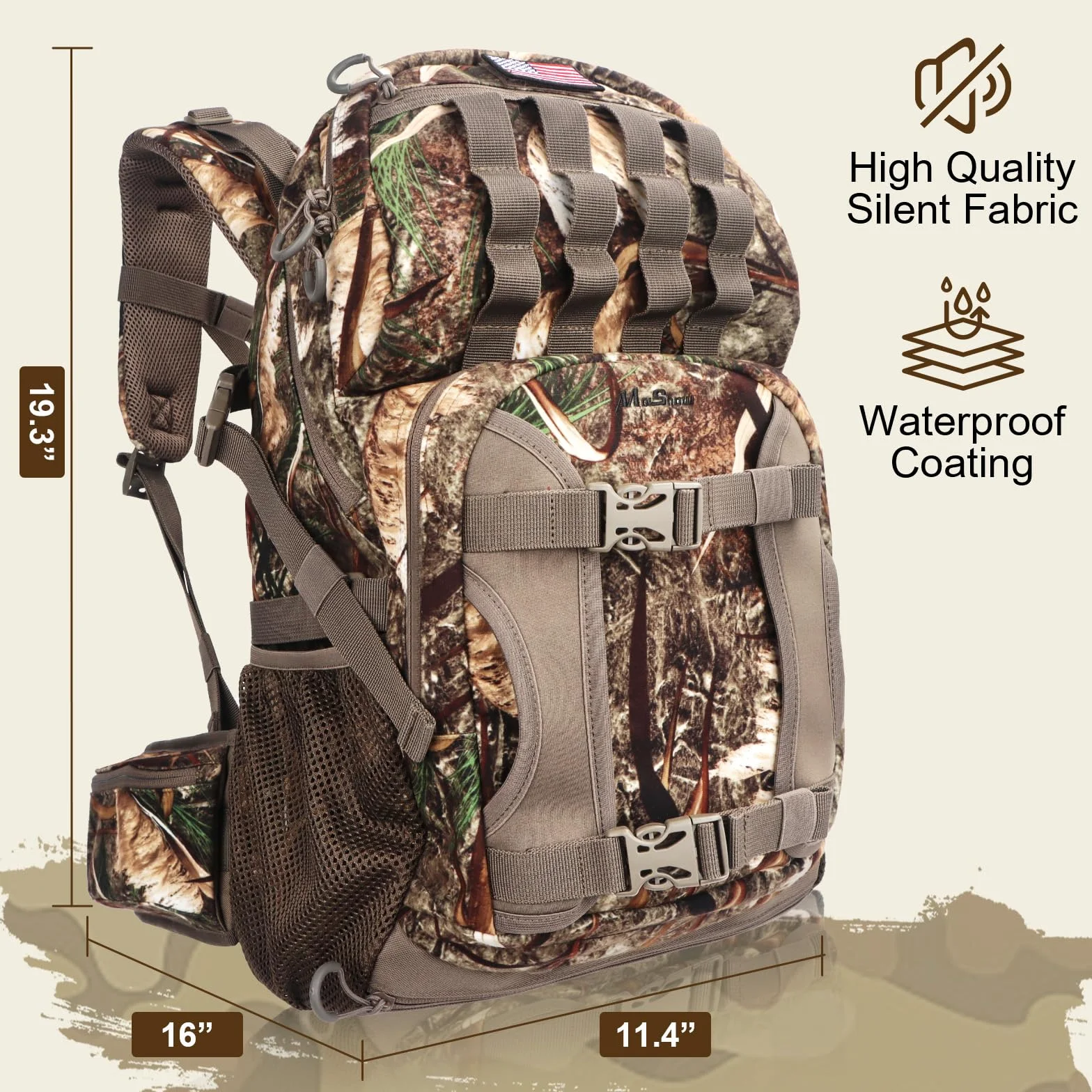 Mochila de caza, mochilas de caza de camuflaje y bolsas de lona, resistente al agua, de larga duración, mochila de arco de gran capacidad