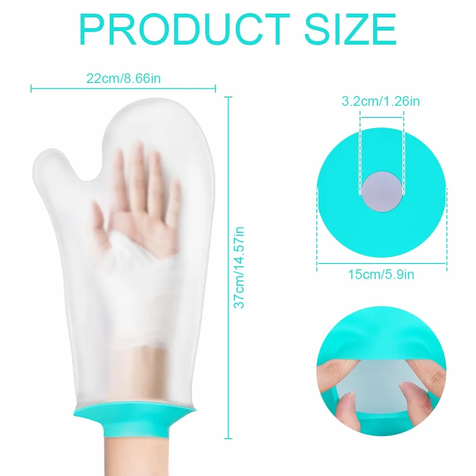 Protector Escayola Brazo Adulto Funda Impermeable Silicona Ducha Bolsa Hermetica Cubrir Vendajes Yeso Heridas Palma