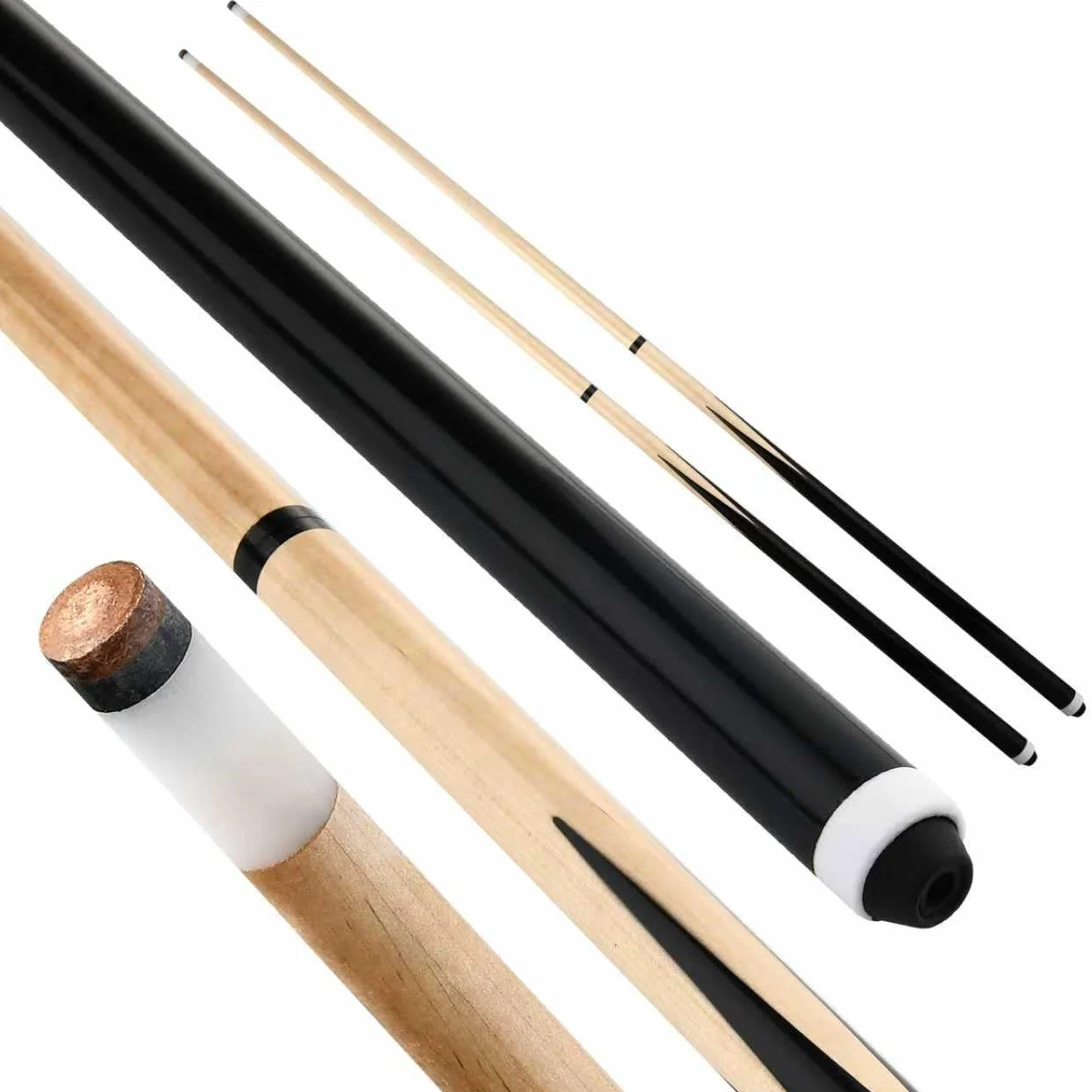 JX Juego de 2 Palos de Billar con Punta de 13 mm 58" Palo de Billar Profesional de Madera de Arce Canadiense, 18 onzas