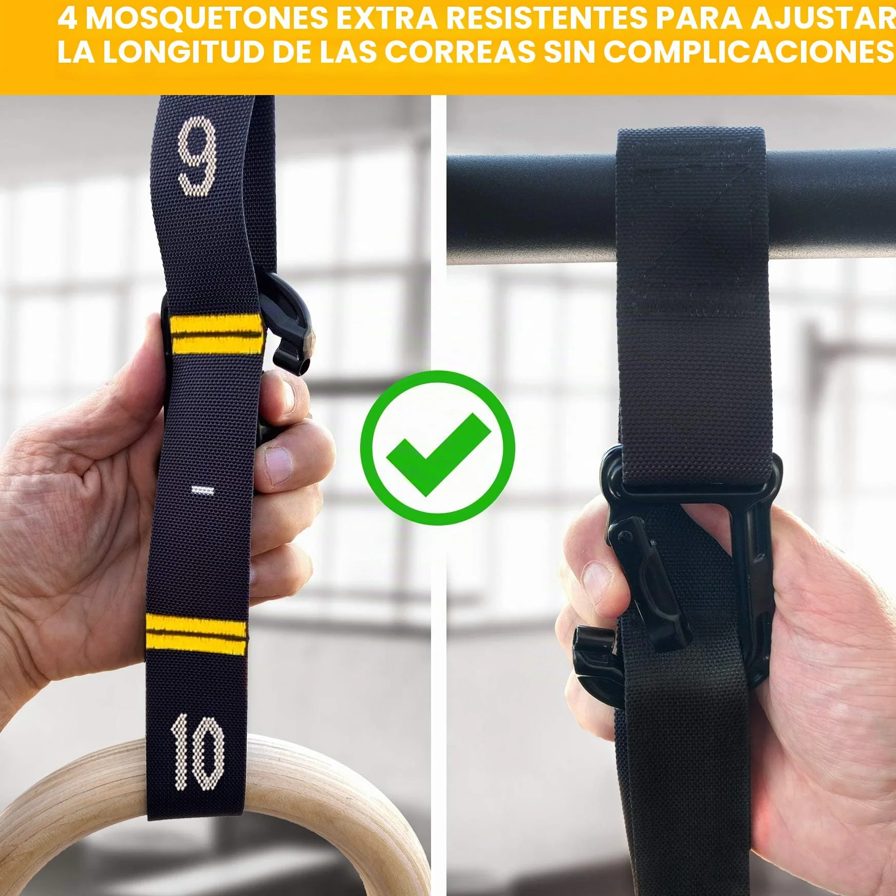 Anillos de Gimnasia de Madera Double Circle con Correas de Ajuste Rápido y Guía de Videos