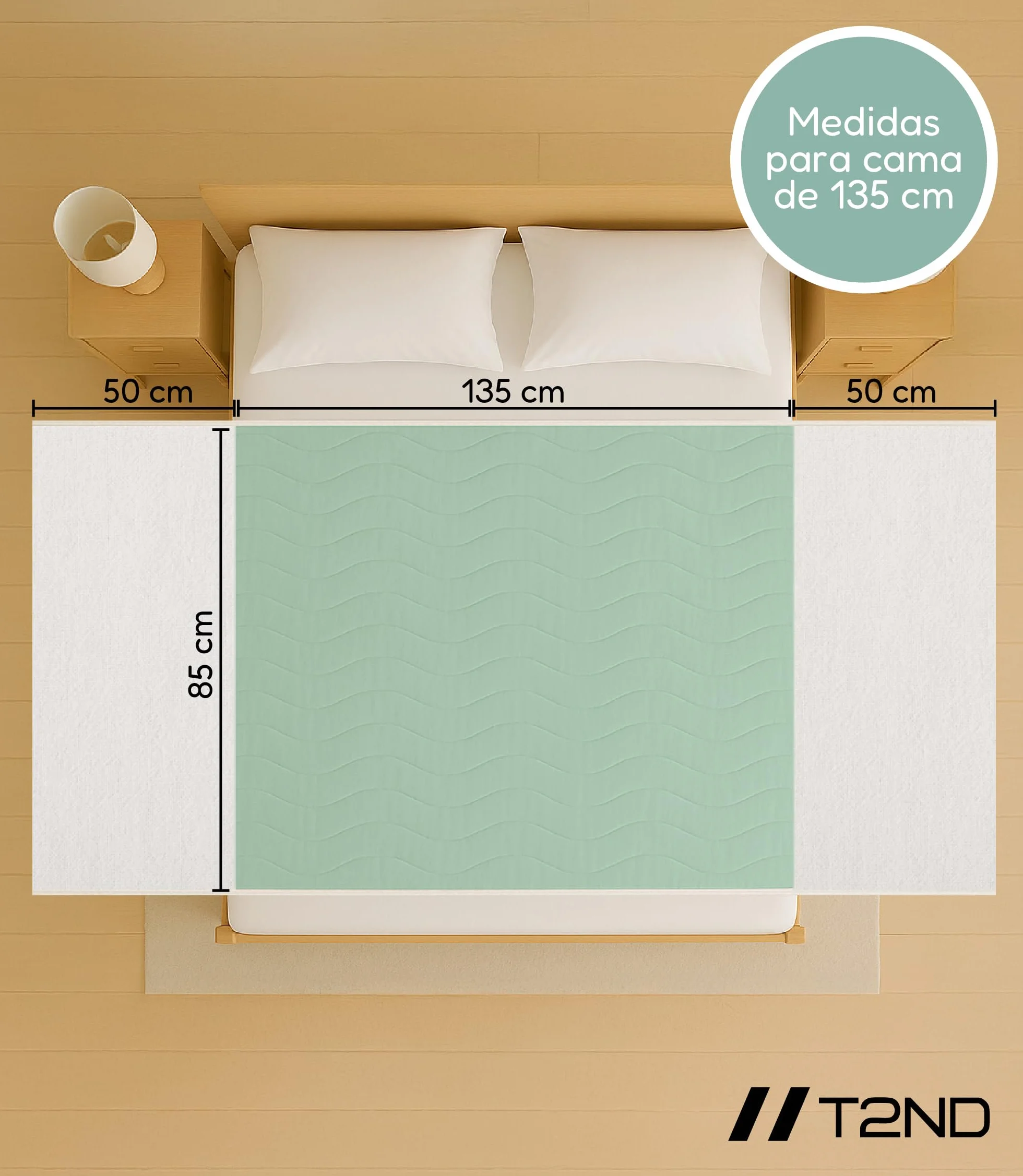 Empapadores Cama Adultos Lavables con Alas 135x85 cm Pack de 2 – Protector Cama 4 Capas Impermeable Absorbente
