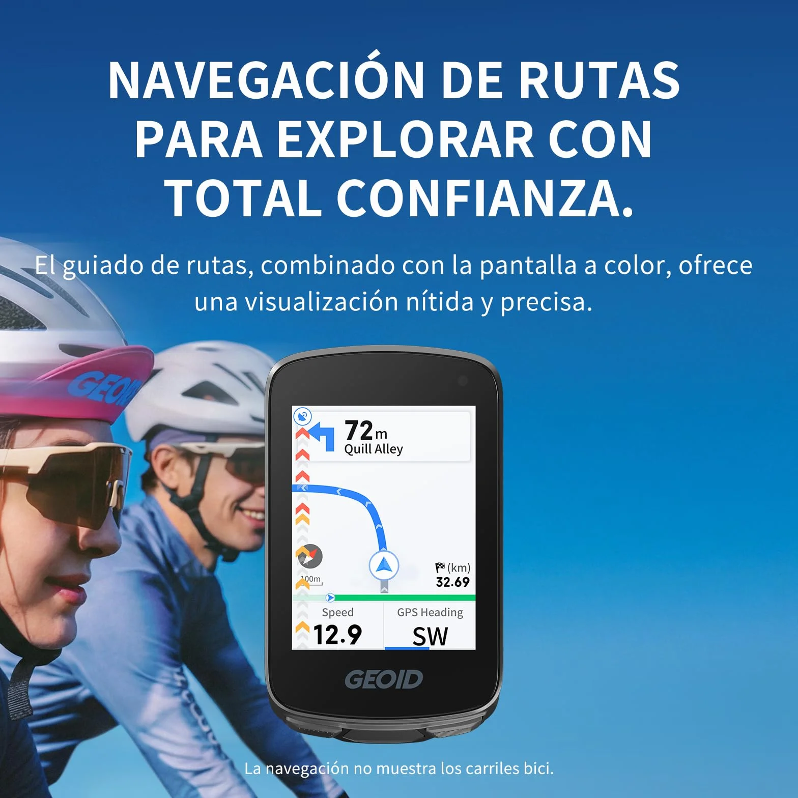 GEOID CC700 GPS Ciclocomputador Bicicleta Sin Cables Pantalla Color 2.8 Pulgadas Navegación Ruta Ant+ Bluetooth IPX7 Impermeable Autonomía 15-25H