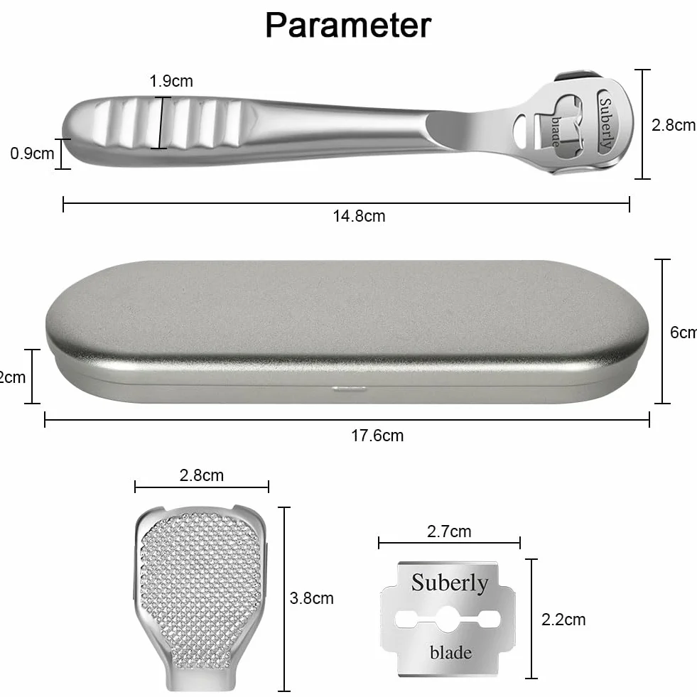 URAQT Eliminador de Callos Raspador de Pies Acero Inoxidable 10 Cuchillas
