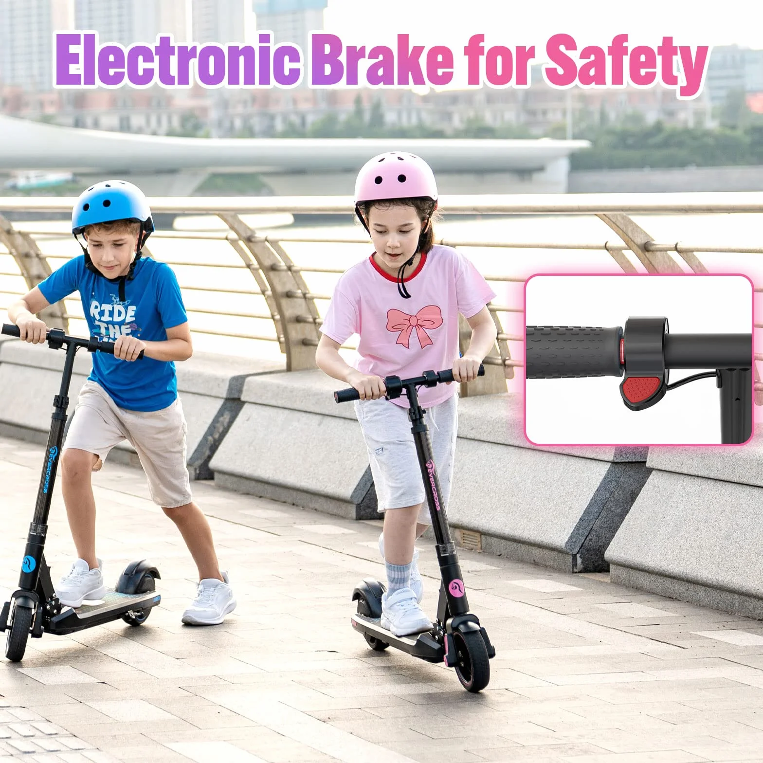 EVERCROSS EV06C Patinete Eléctrico, 6,5'' Patinete Eléctrico Plegable Niños 6 a 12 Años, hasta 15 KM/H & 8 KM, Pantalla LED, Luces LED Coloridas, Patinete niños Liviano E Patinete