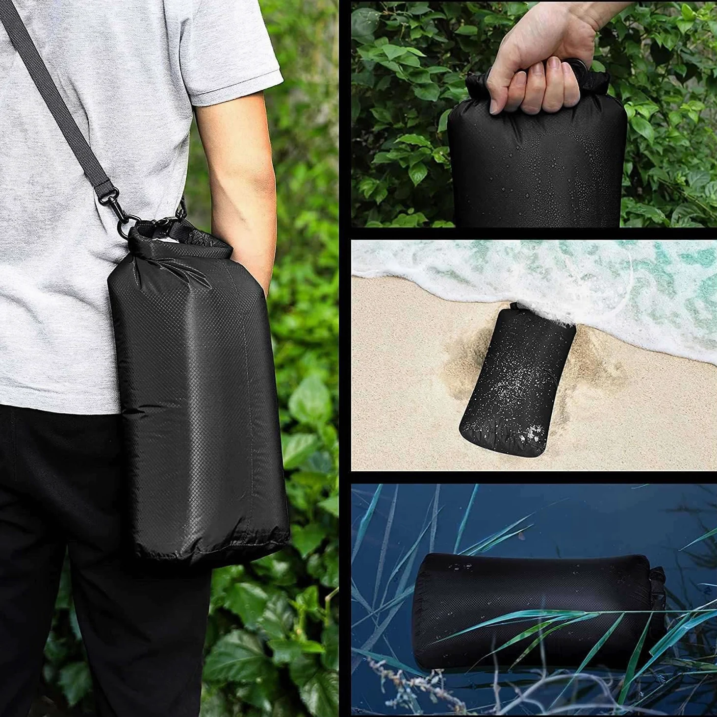 Pack de 6 Bolsas Impermeables para Kayaking, Boating, Bolsa Seca, Almacenamiento al Aire Libre para Canoeing, Camping, natación, Senderismo, Color Negro