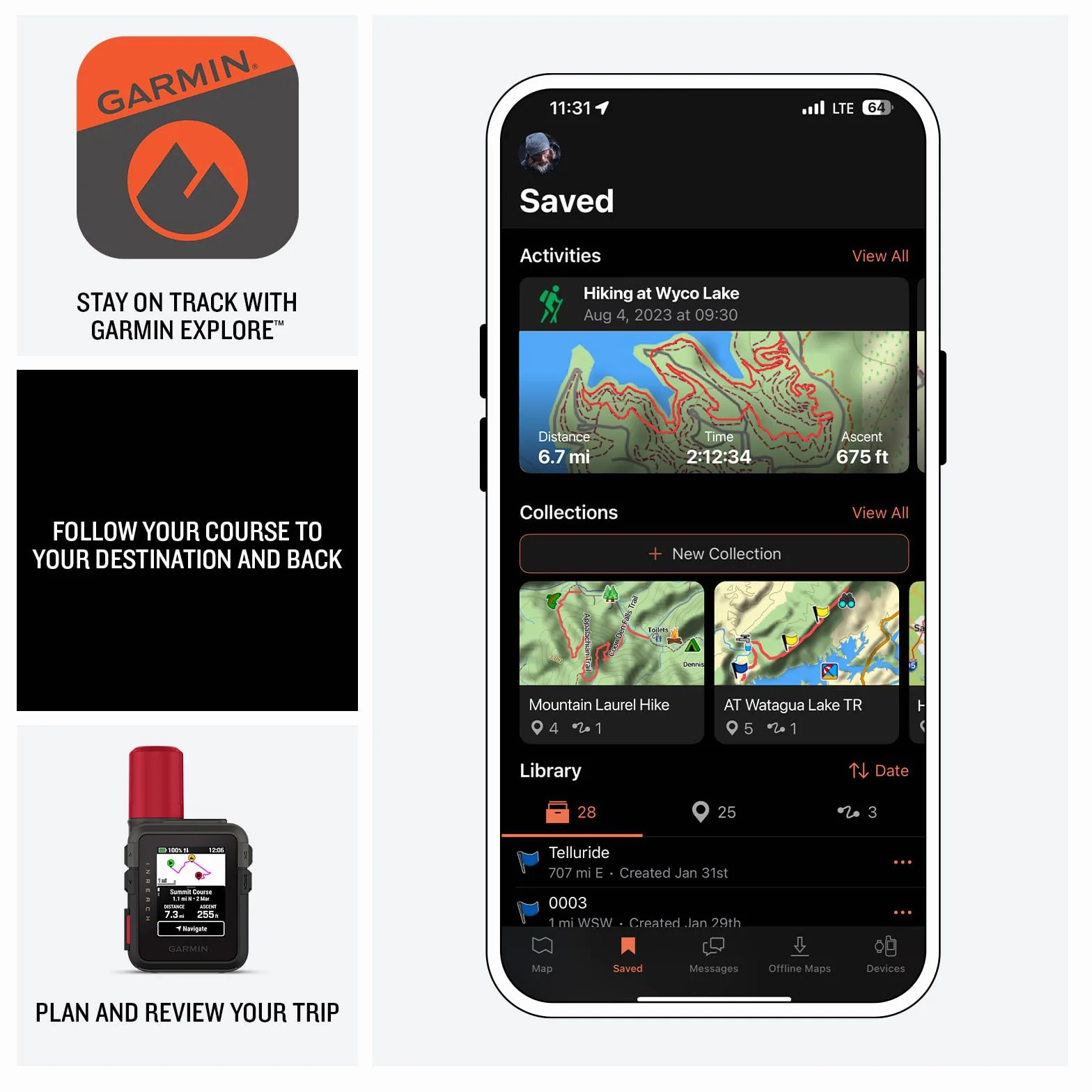 Garmin inReach Mini 3 Plus, Dispositivo Satelital Compacto con GPS, SOS con Pantalla Táctil a Color, Mensajes de Texto, Fotos y Mensajes de Voz vía satélite, LiveTrack, hasta 350 Horas de autonomía