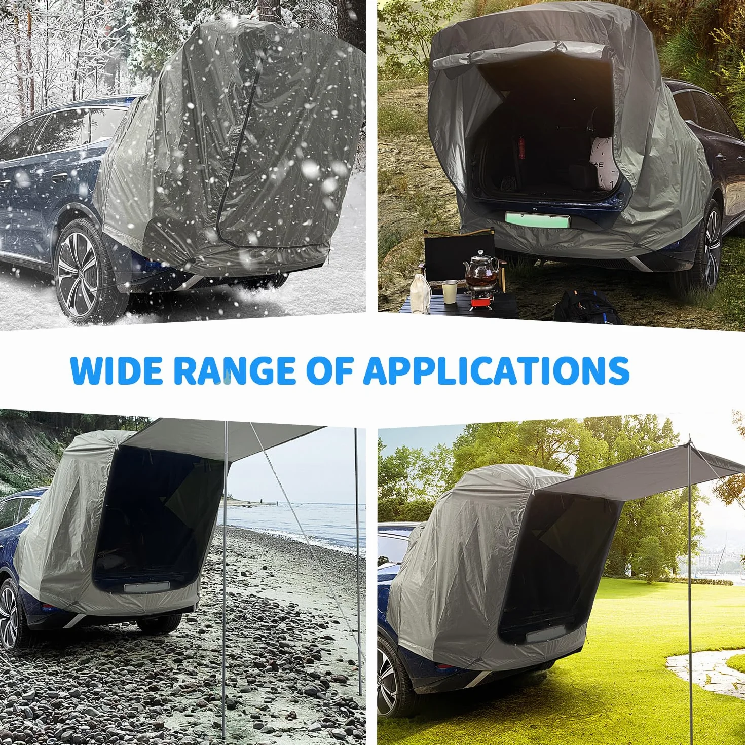 Tienda de Campaña para Coche, Carpa para Portón Trasero con Mosquitera, a Prueba de Viento, Protector Impermeable AutomóVil para SUV, Toldo para Auto para Acampar y Aventuras al Aire Libre, Caqui