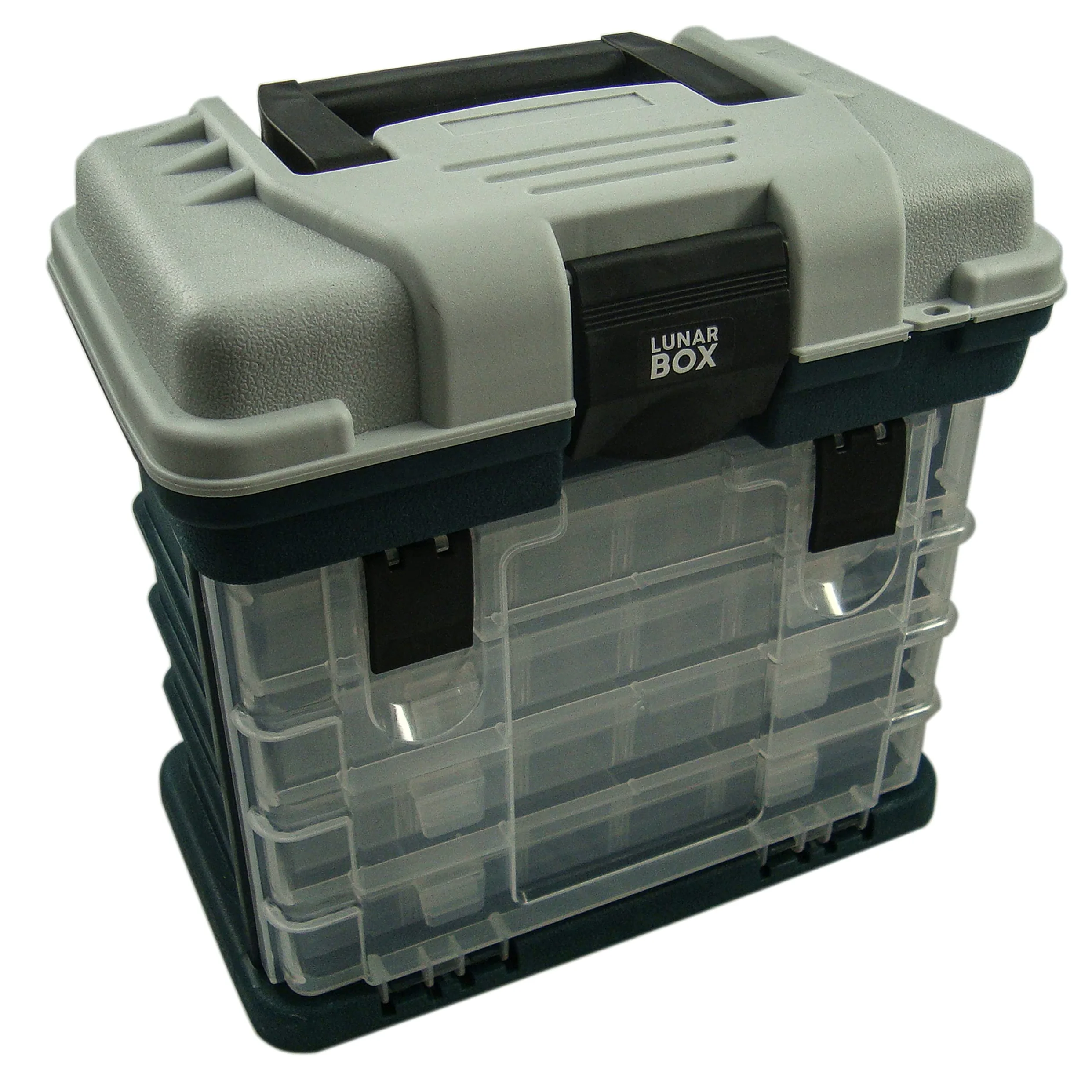 Lunar Box IG20333 Estuche 4 Compartimentos Ajustables Cajas de Almacenamiento, Caja de Aparejos de Pesca, Unisex Adulto, Gris y Verde, Talla única