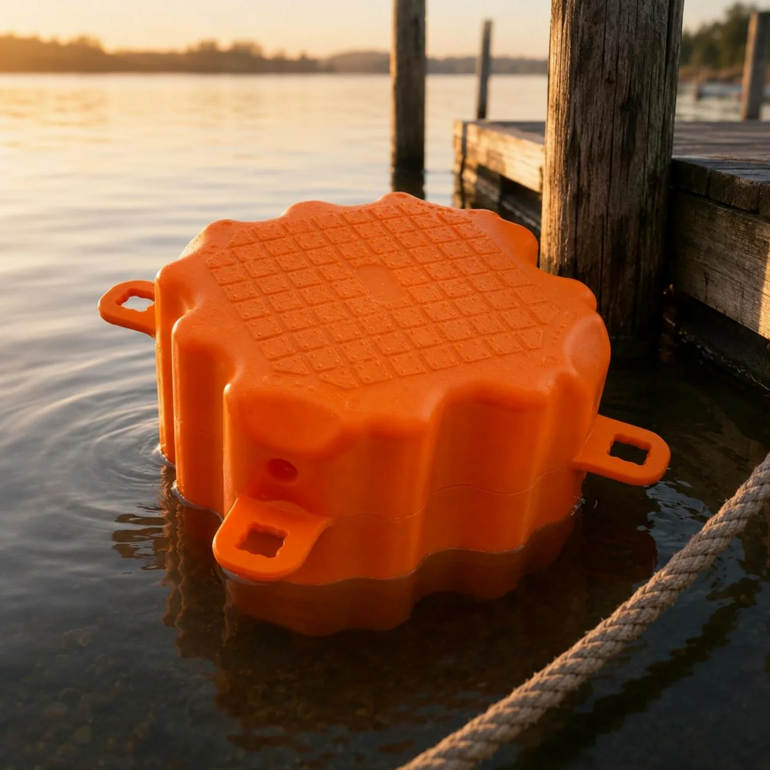 Módulo Flotante Bloque de HDPE con Superficie Rugosa y Conectores con Orificios Adecuado para Diques Puentes Modulares de Pesca