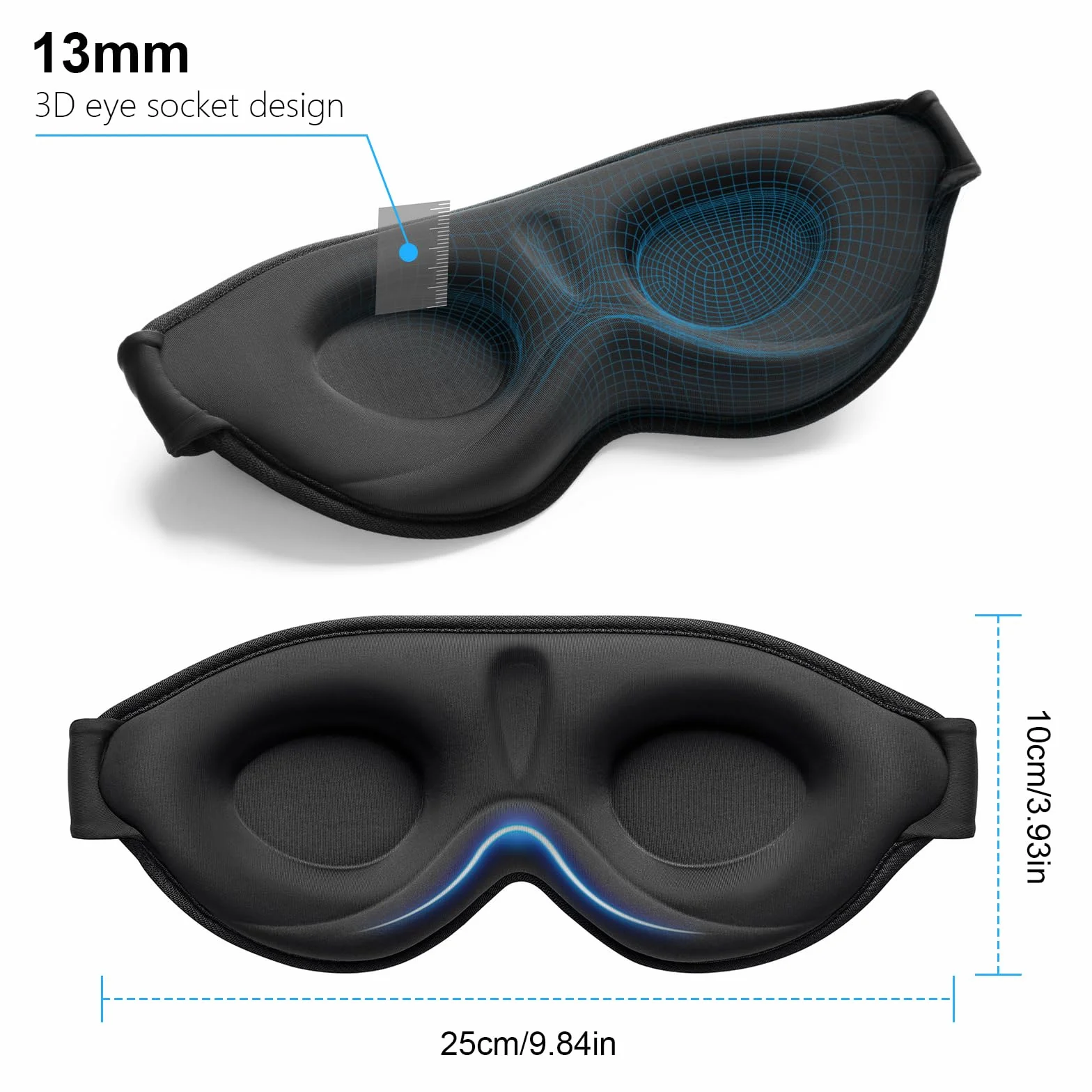 Gritin Antifaz para Dormir 3D Sin Presión Ocular Sleep Mask con Tapones para Dormir