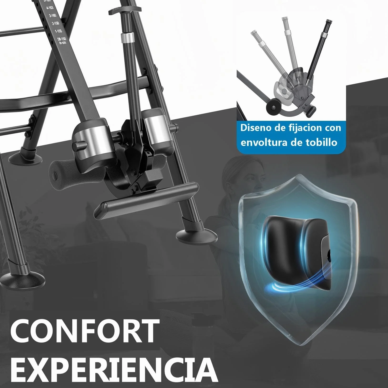 YOLEO Gravity Mesa de inversión Robusto con Soporte Lumbar, Ajuste Multiángulo para Terapia de Alivio del Dolor