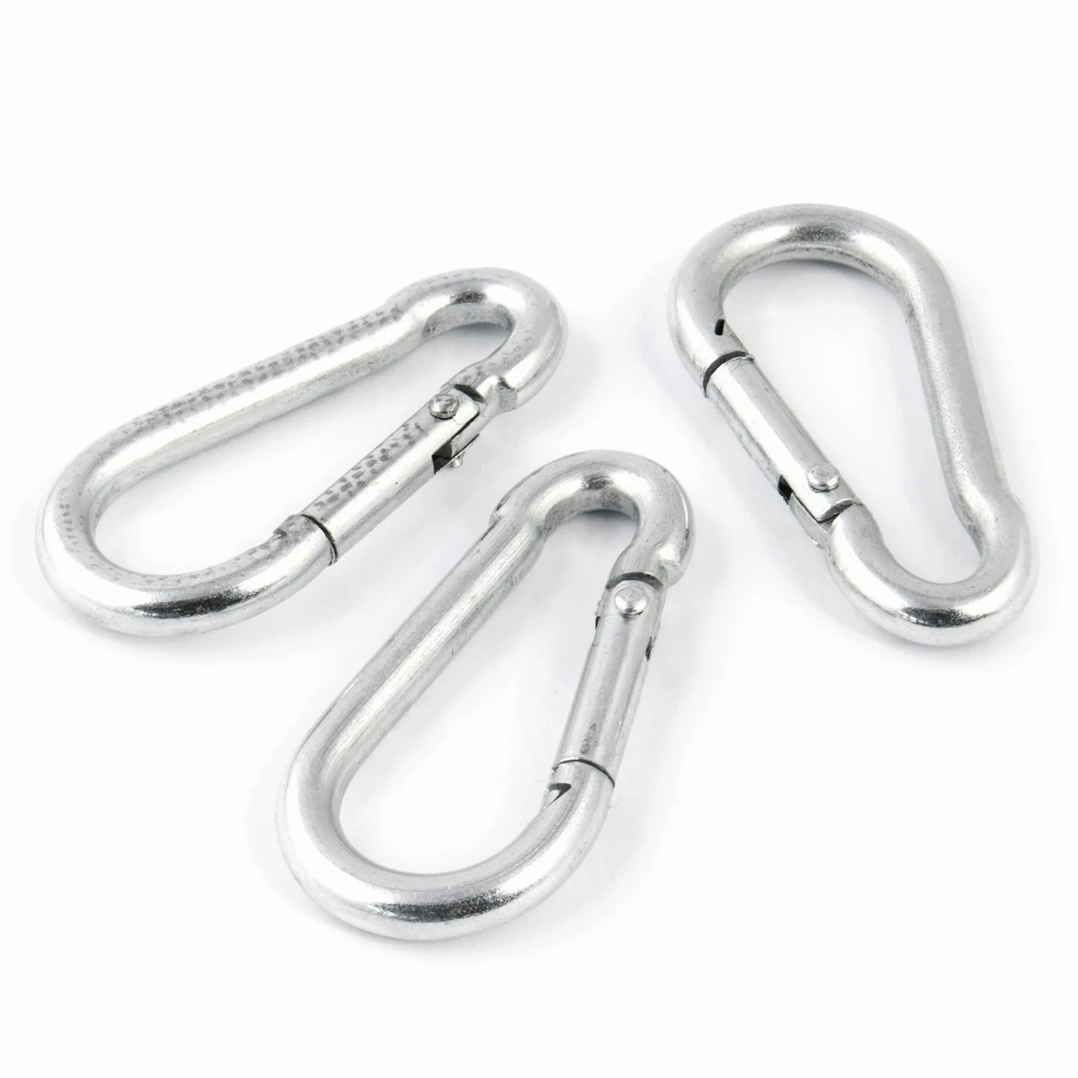 10 piezas Mosquetón para bomberos 15mm | Acero C15, galvanizado según normas de calidad DIN 5299 C | Cierre con resorte con gancho Mosquetones en acero galvanizado Accesorios para cuerdas [DQ-PP]