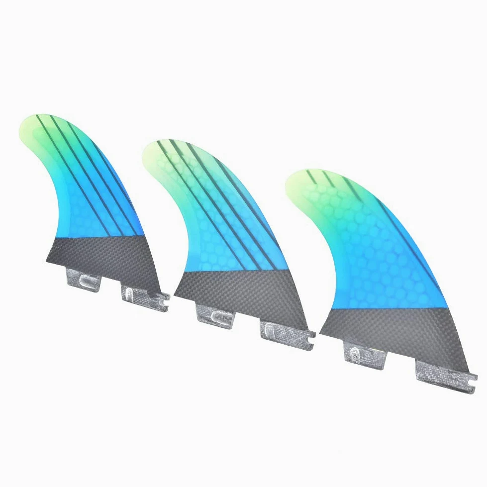 Fiberglass FCS2 elegante Agrase de surf verde de la aleta de aleta de surf de aleta flexible para ondas huecas y paletas de paleta