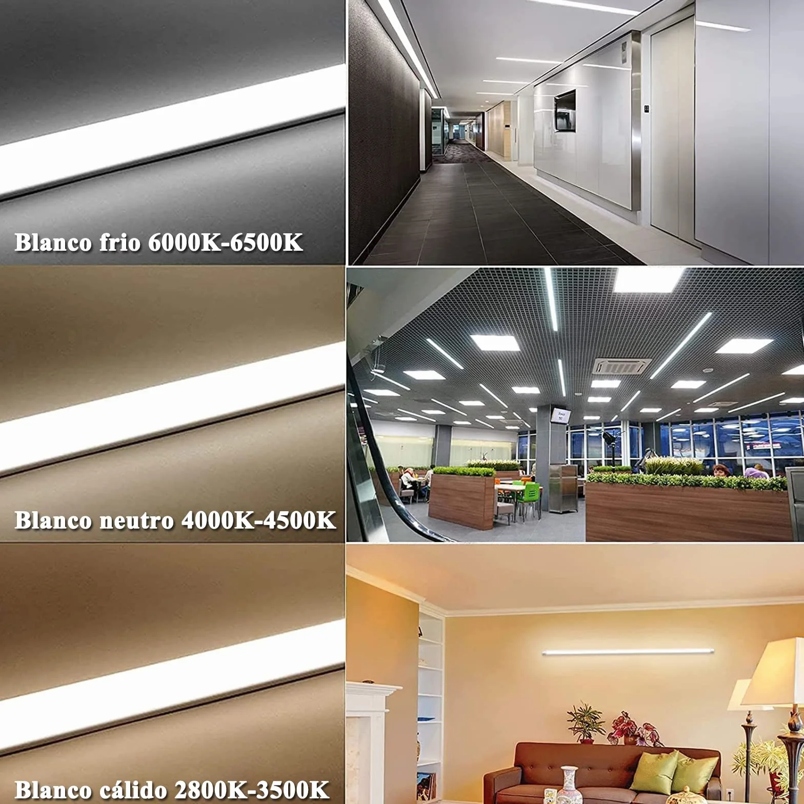 Sararoom Lampara LED de Techo 40W 4800LM 6000K Blanco Frio 115 cm Barra LED Regleta