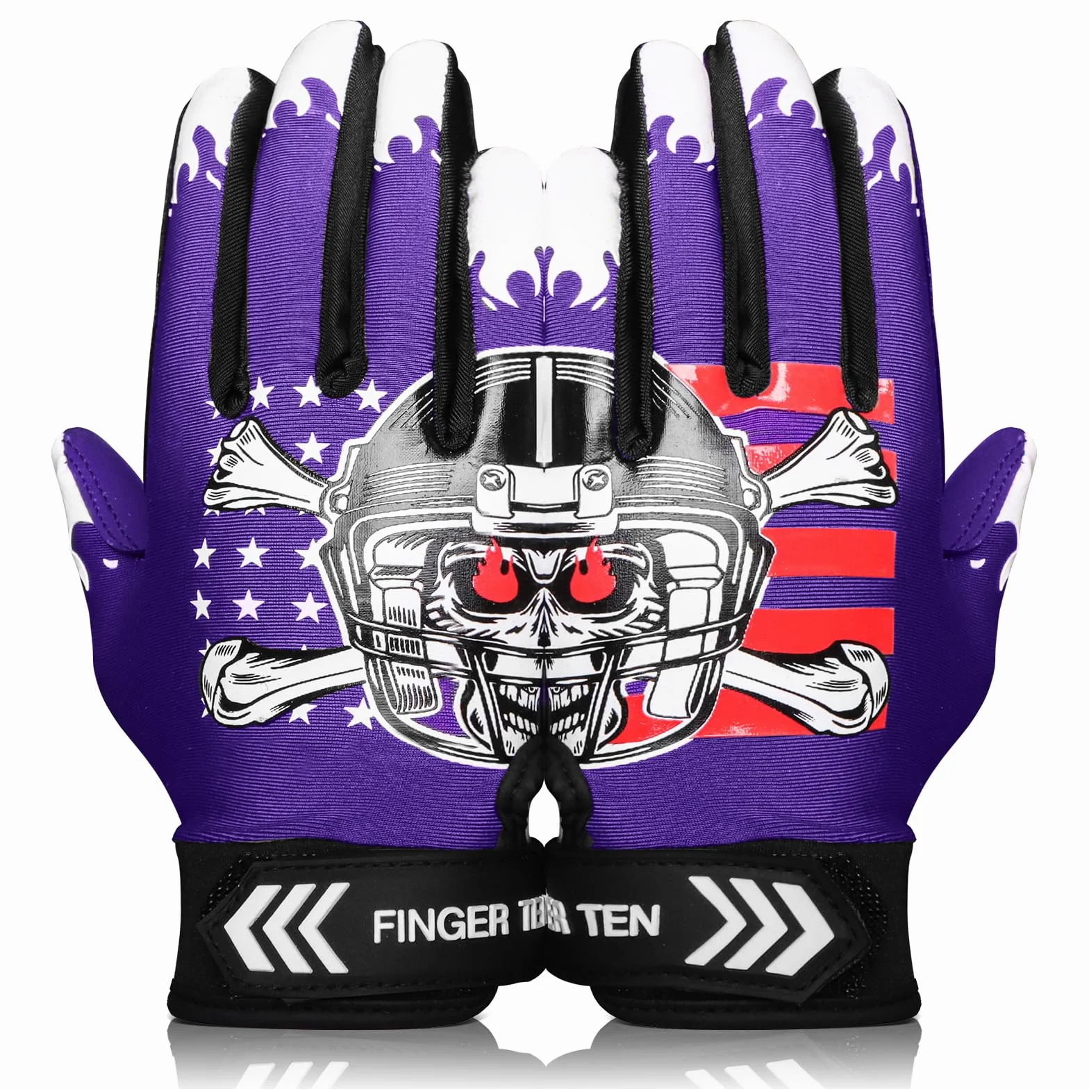 FINGER TEN Guantes de fútbol americano para jóvenes y niños, ultra adherentes, antideslizantes, receptores de palma