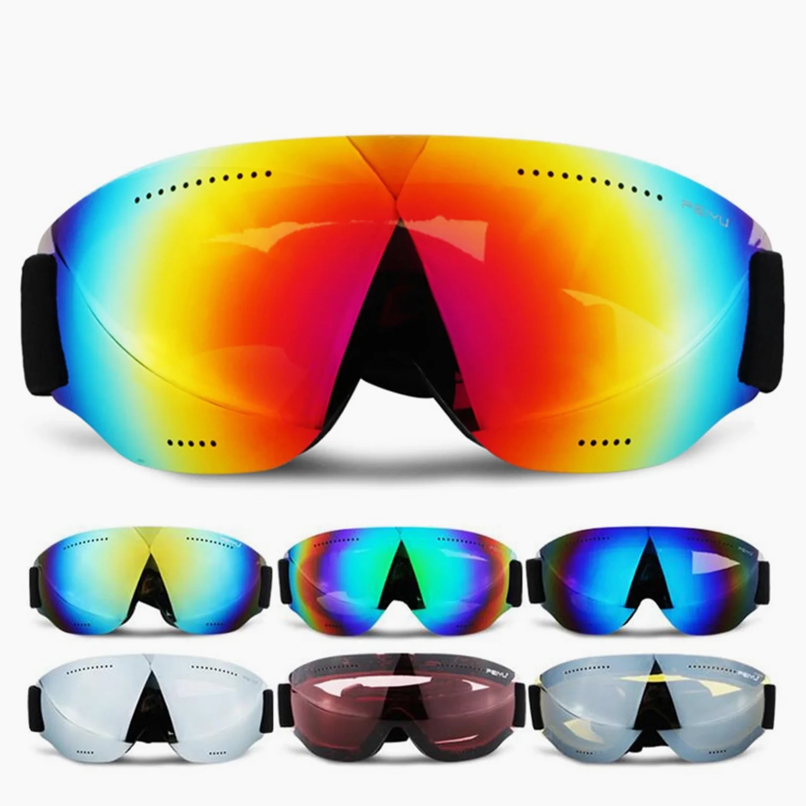 Gafas de esquí Gafas de esquí UV400 - Gafas de esquí antiniebla Gafas de snowboard a prueba de viento para invierno Gafas de esquí con lentes de espejo Gafas para exteriores (Color: Plata) (Azul