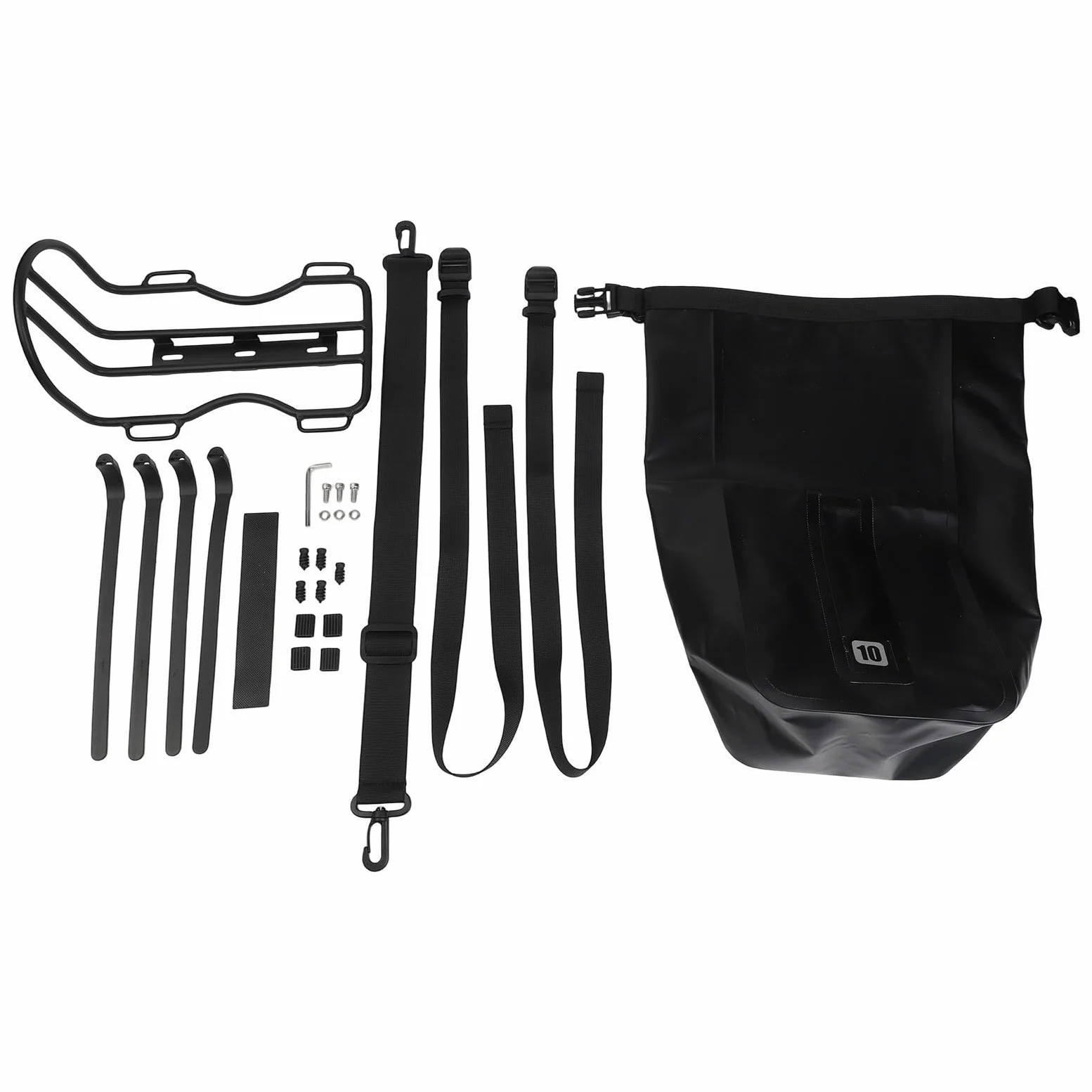 Aleación de aluminio frontal, soporte de horquilla y bolsa de bicicleta impermeable de 10 L, alforja de manillar de nailon, para bicicleta de carretera, soporte de scooter de bicicleta eléctrica