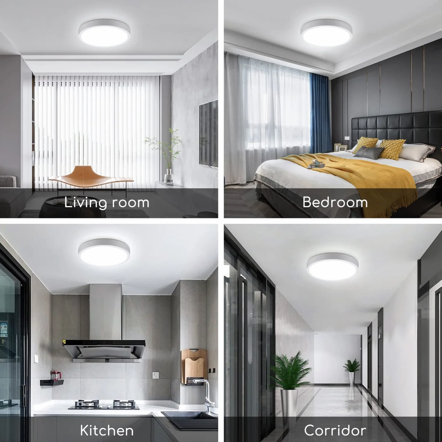 Aigostar Lampara de Techo LED 24W Ø285mm 2700LM Luz blanca fria 6500K para Sala de Estar