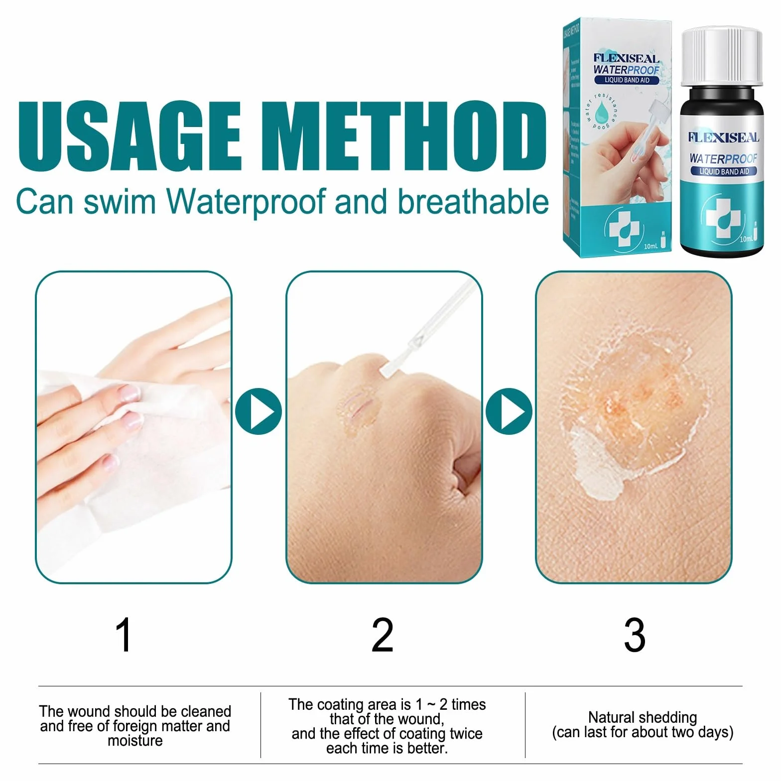 Gel Vendaje Yeso Impermeable 2pcs, Cuidado de Grietas en la Piel, Tirita Líquida para Cortes Menores y Rasguños