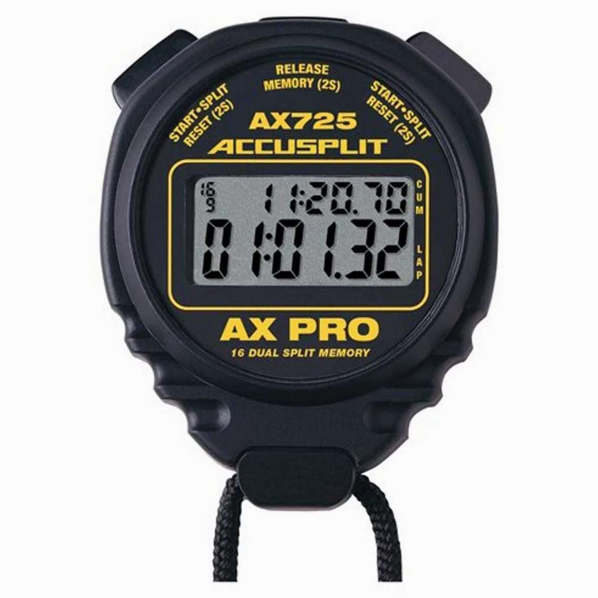 ACCUSPLIT AX725 Dual Line 16 Memory Pro Cronómetro, Negro, 8.5 x 5 x 1