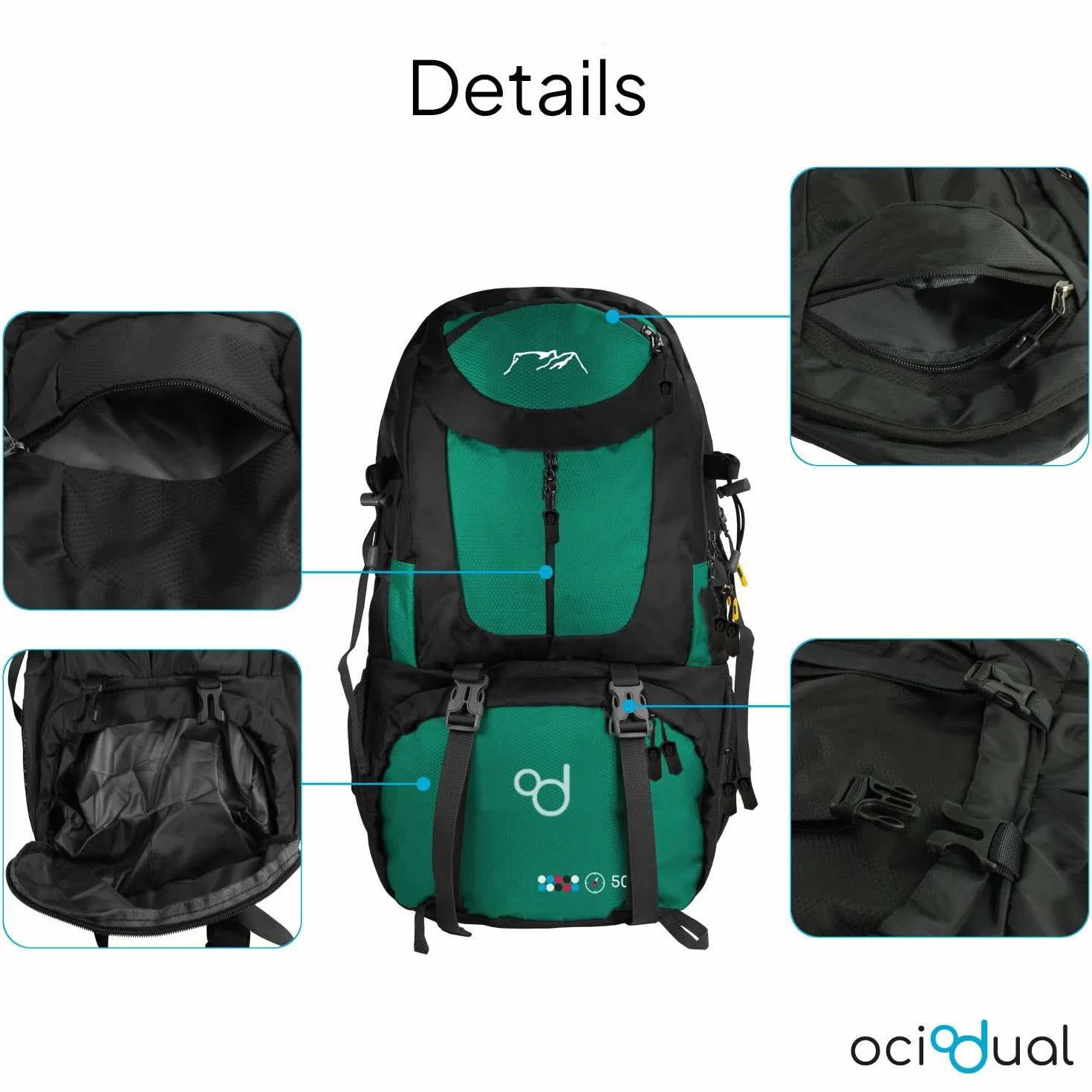 Mochila Senderismo 50L Impermeable Plegable Ligera para Camping Escalada
