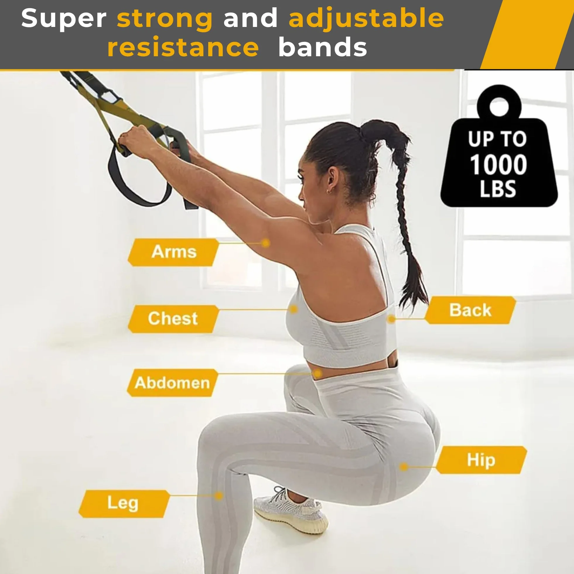 Sistema de Entrenamiento en Suspensión Kit Completo con Anclaje para Puerta y Correas Ajustables