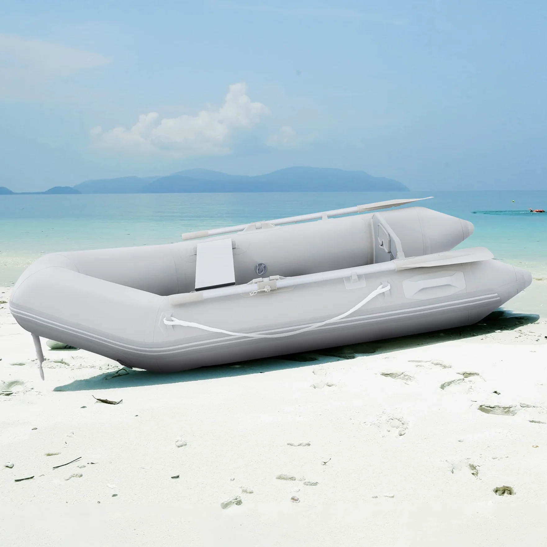 CO-Z Bote Inflable para Adultos Bote Inflable para 4 Personas, Capacidad de 450 kg, Base de aleación de Aluminio para Pesca náutica, Juego Compatible con Motor fueraborda